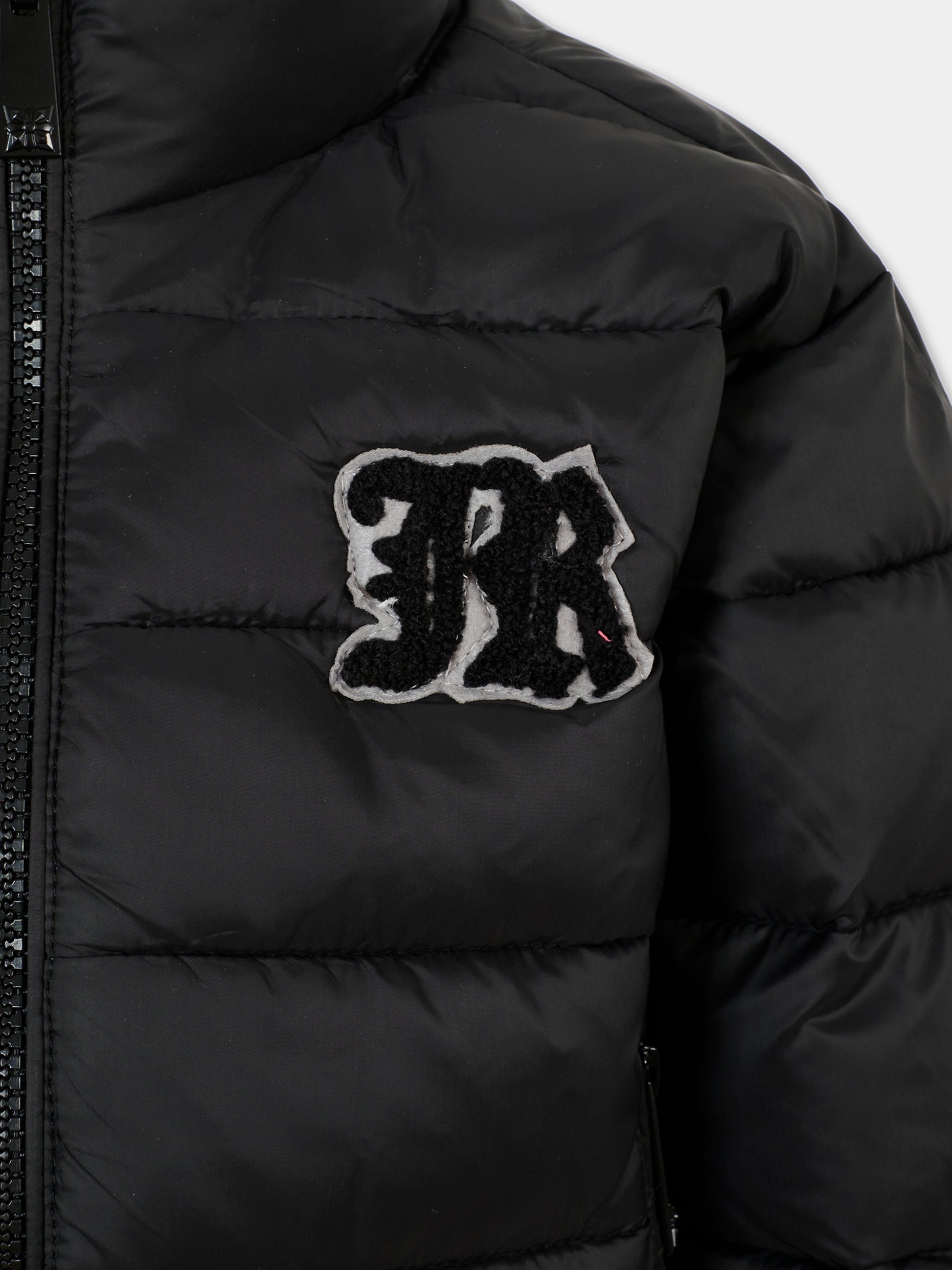 Piumino nero per bambina con logo,Richmond,RGA25233PI BLACK