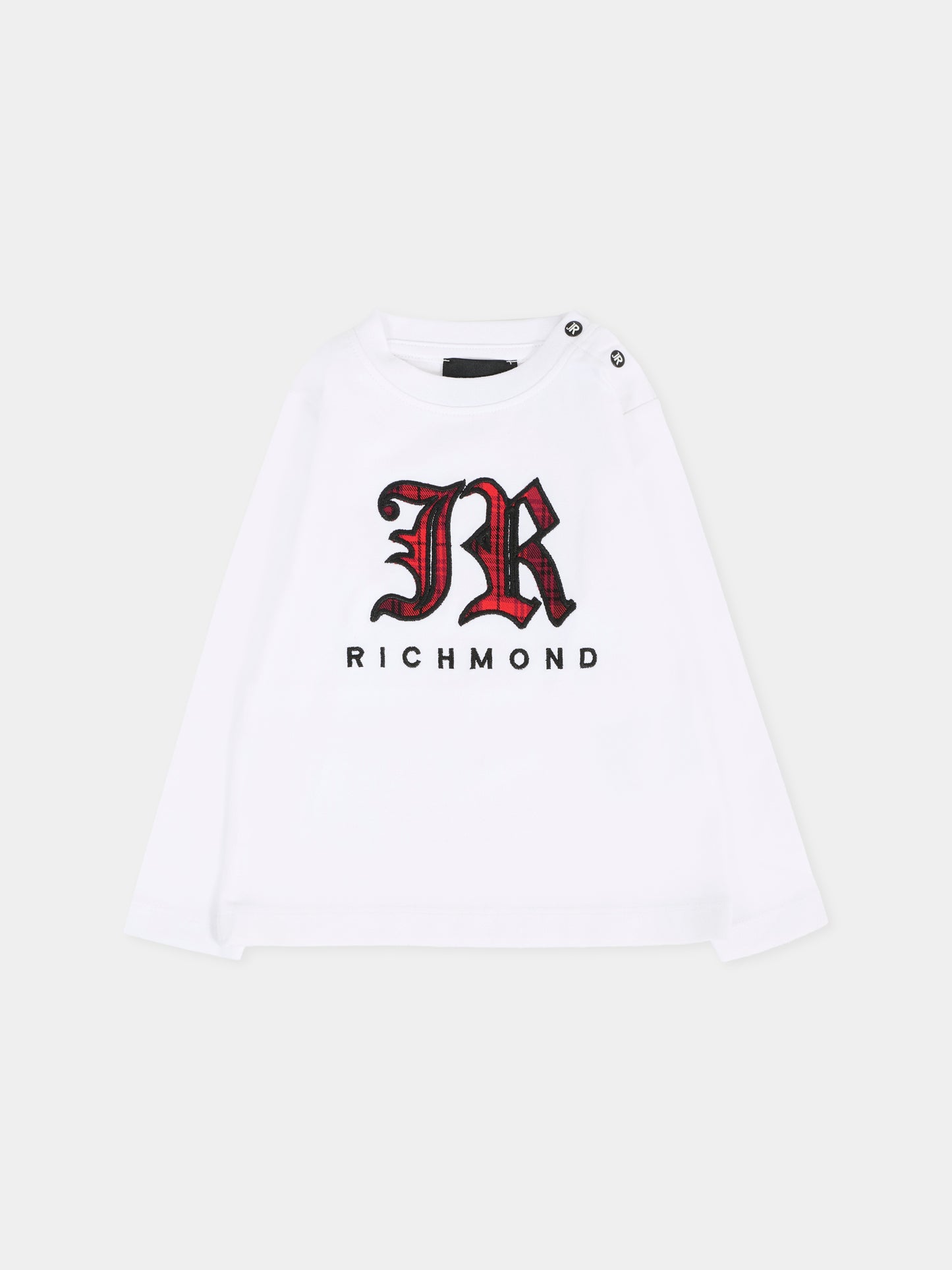 T-shirt bianca per neonato con logo ricamato,Richmond,RIA25035TS WHITE