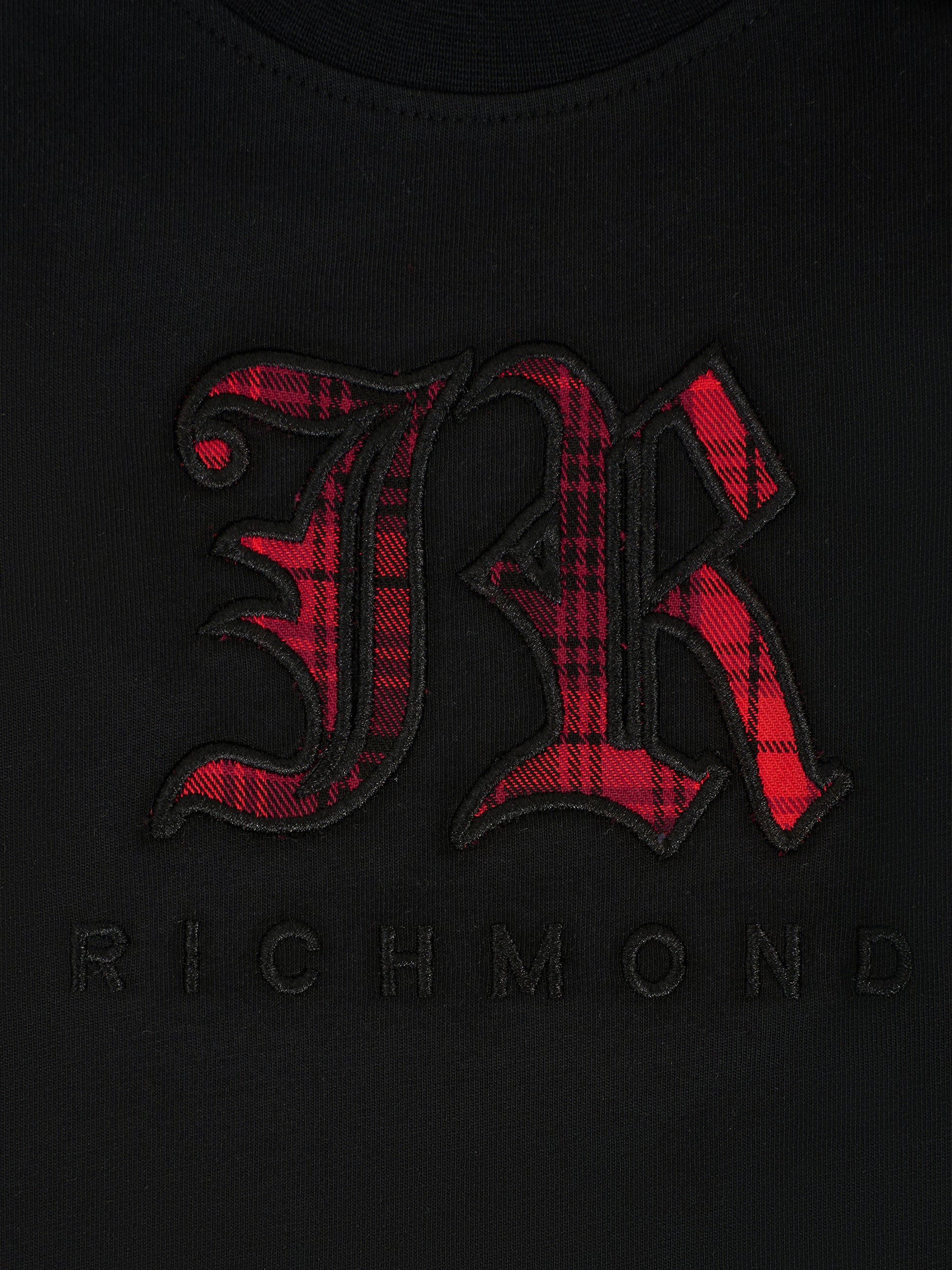 T-shirt nera per neonato con logo ricamato,Richmond,RIA25035TS BLACK