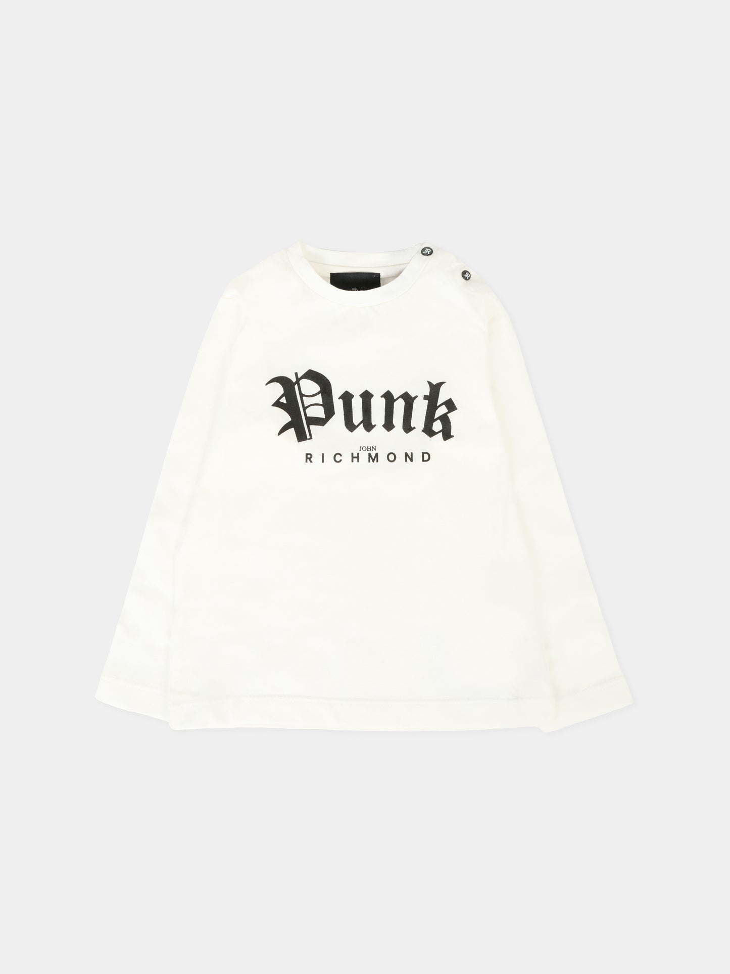 T-shirt bianca per neonata con scritta e logo,Richmond,RIA25097TS WHITE