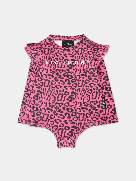 Body fucsia per neonata con stampa animalier,Richmond,RIA25122BD HONEYSUCK