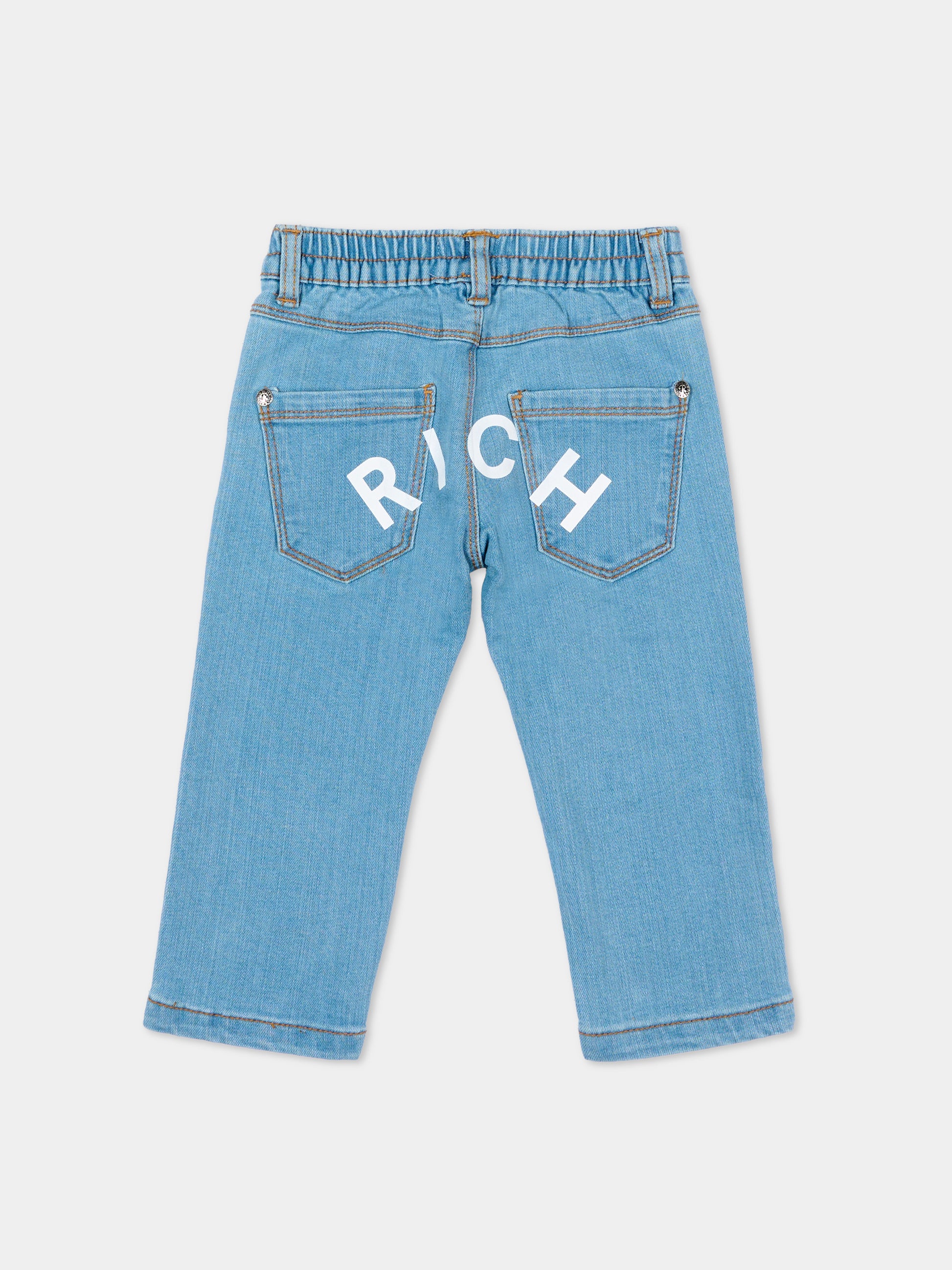 Jeans denim per neonati con maxi logo,Richmond,RIA25125JE DENIM BLUE MEDIUM