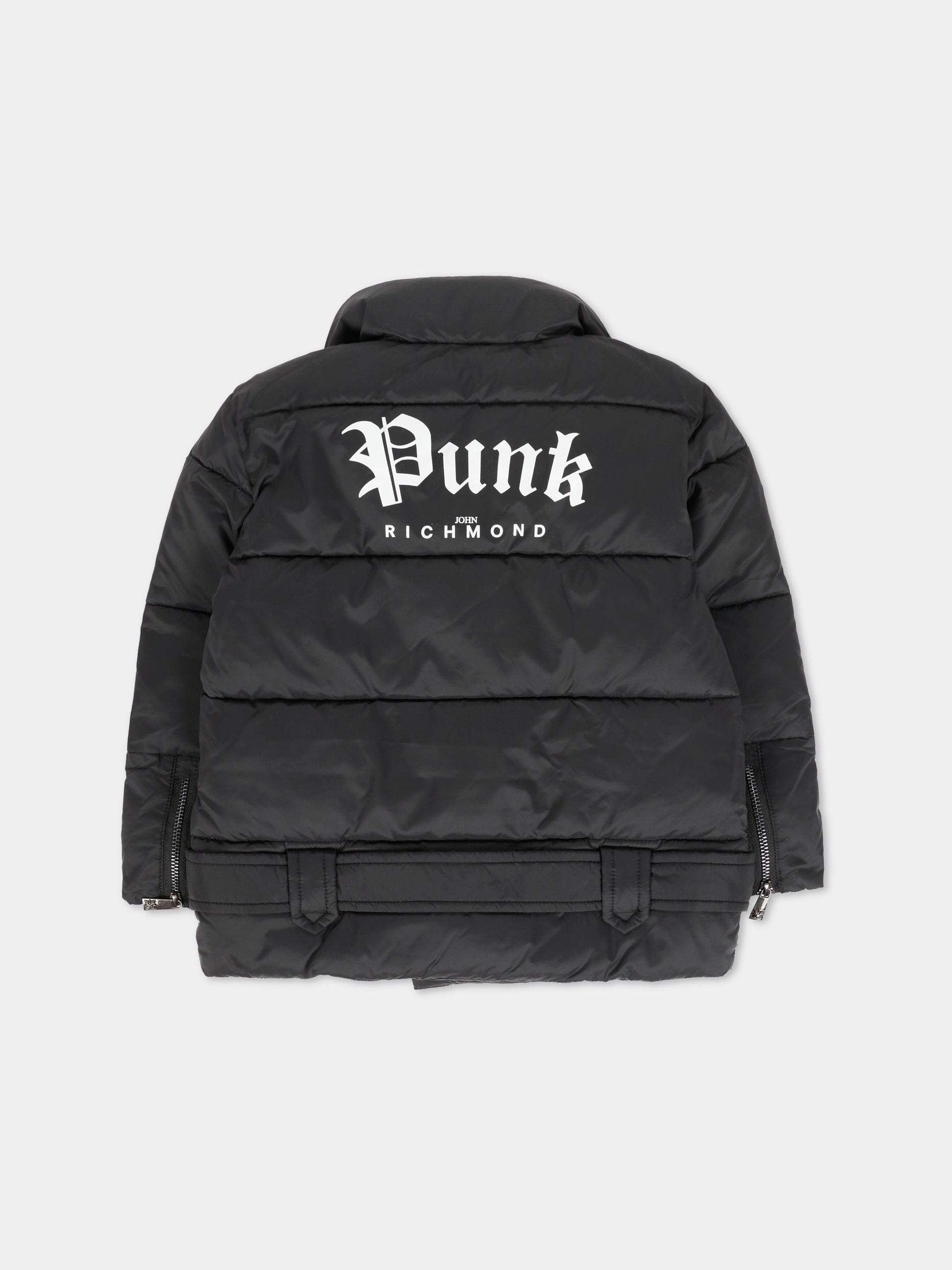 Piumino nero per neonata con logo,Richmond,RIA25094PI BLACK