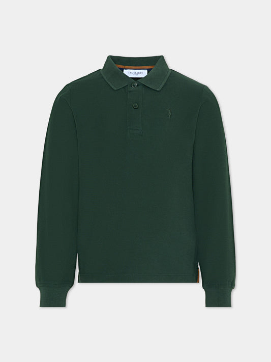 Polo verde per bambino con logo,Trussardi Junior,TBA25013PO PINENEEDLE