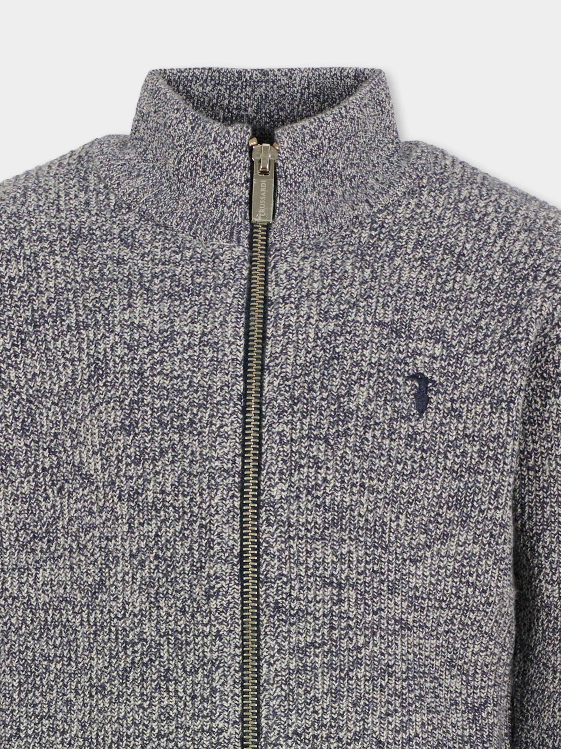 Cardigan blu per bambino con logo,Trussardi Junior,TBA25018CD PEACOAT