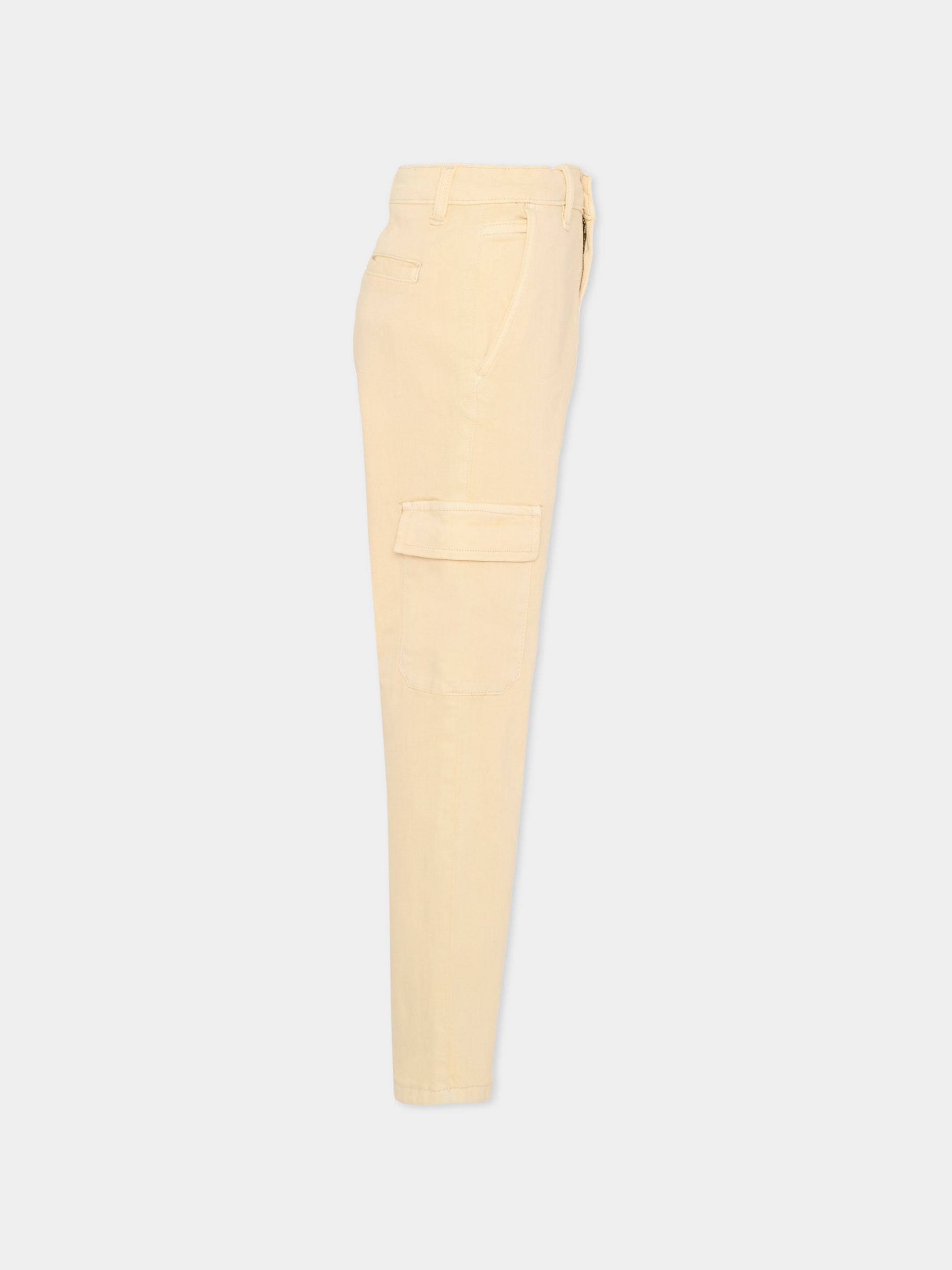 Pantaloni beige per bambino con logo ricamato,Trussardi Junior,TBA25035PA NEW ECRU