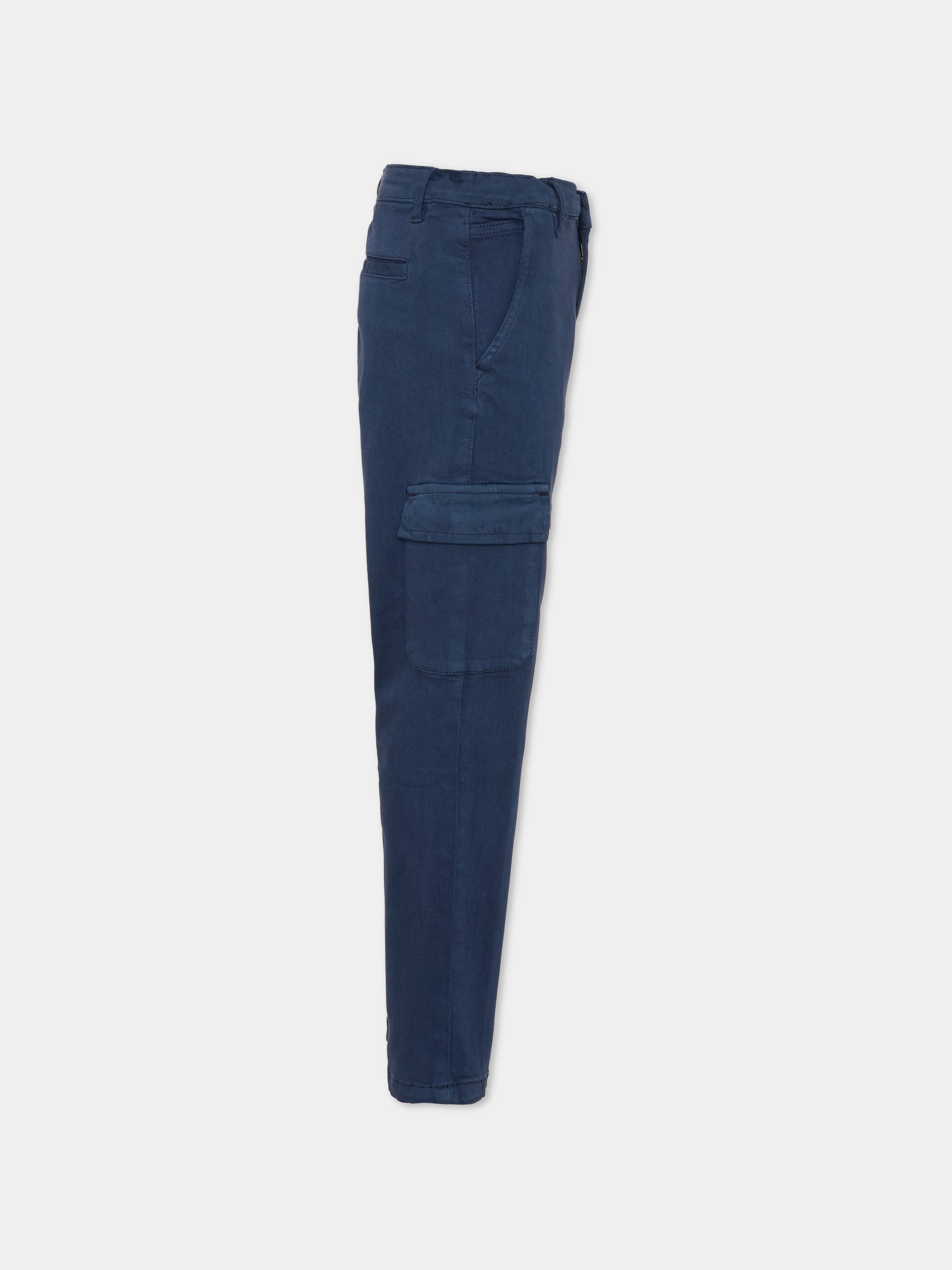 Pantaloni blu per bambino con logo ricamato,Trussardi Junior,TBA25035PA PEACOAT