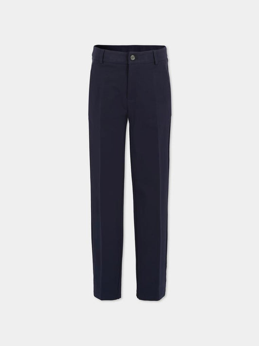 Pantaloni blu per bambino con logo,Trussardi Junior,TBA25126PA PEACOAT