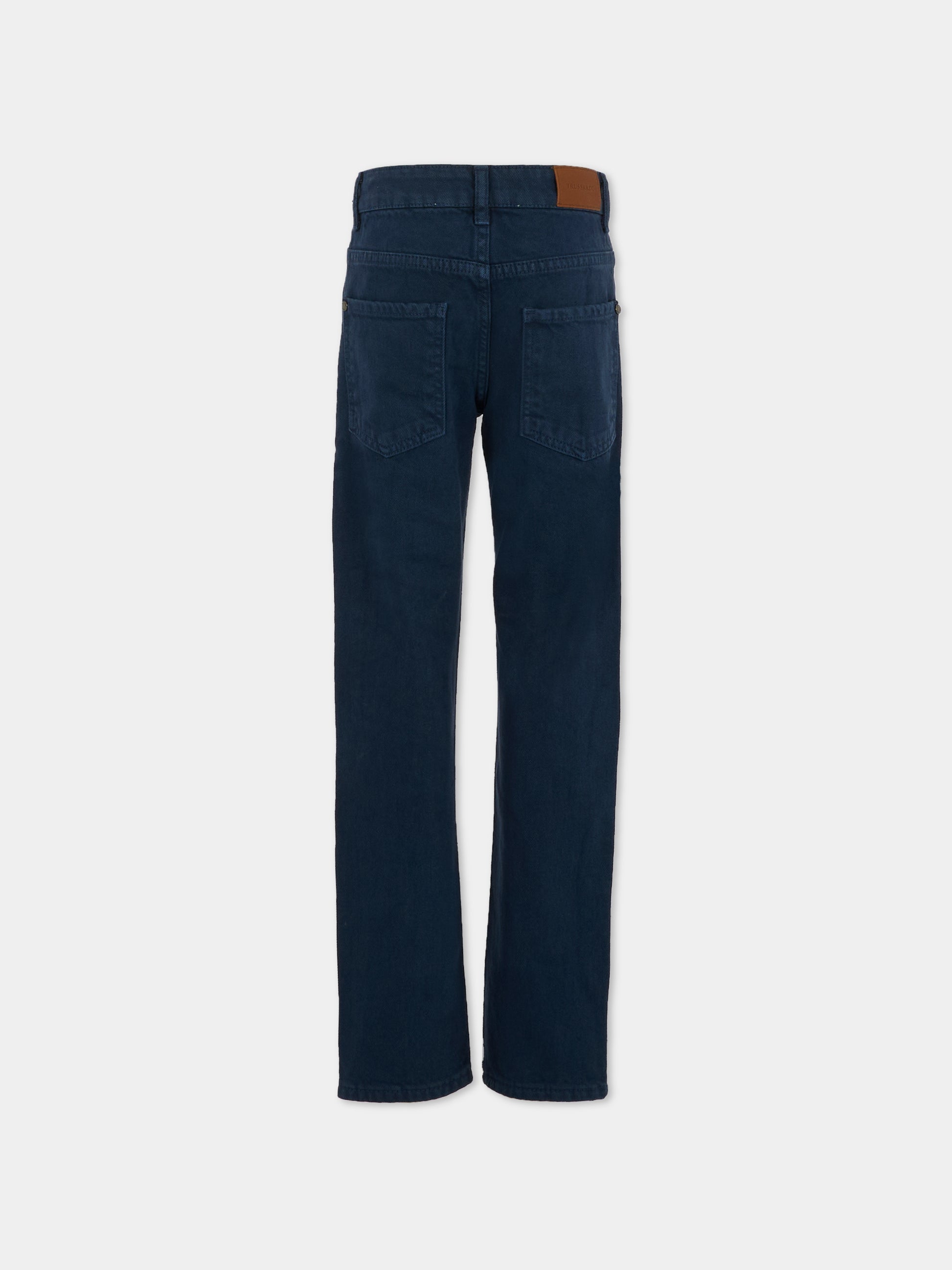 Pantaloni blu per bambino con logo,Trussardi Junior,TBA25026PA PEACOAT