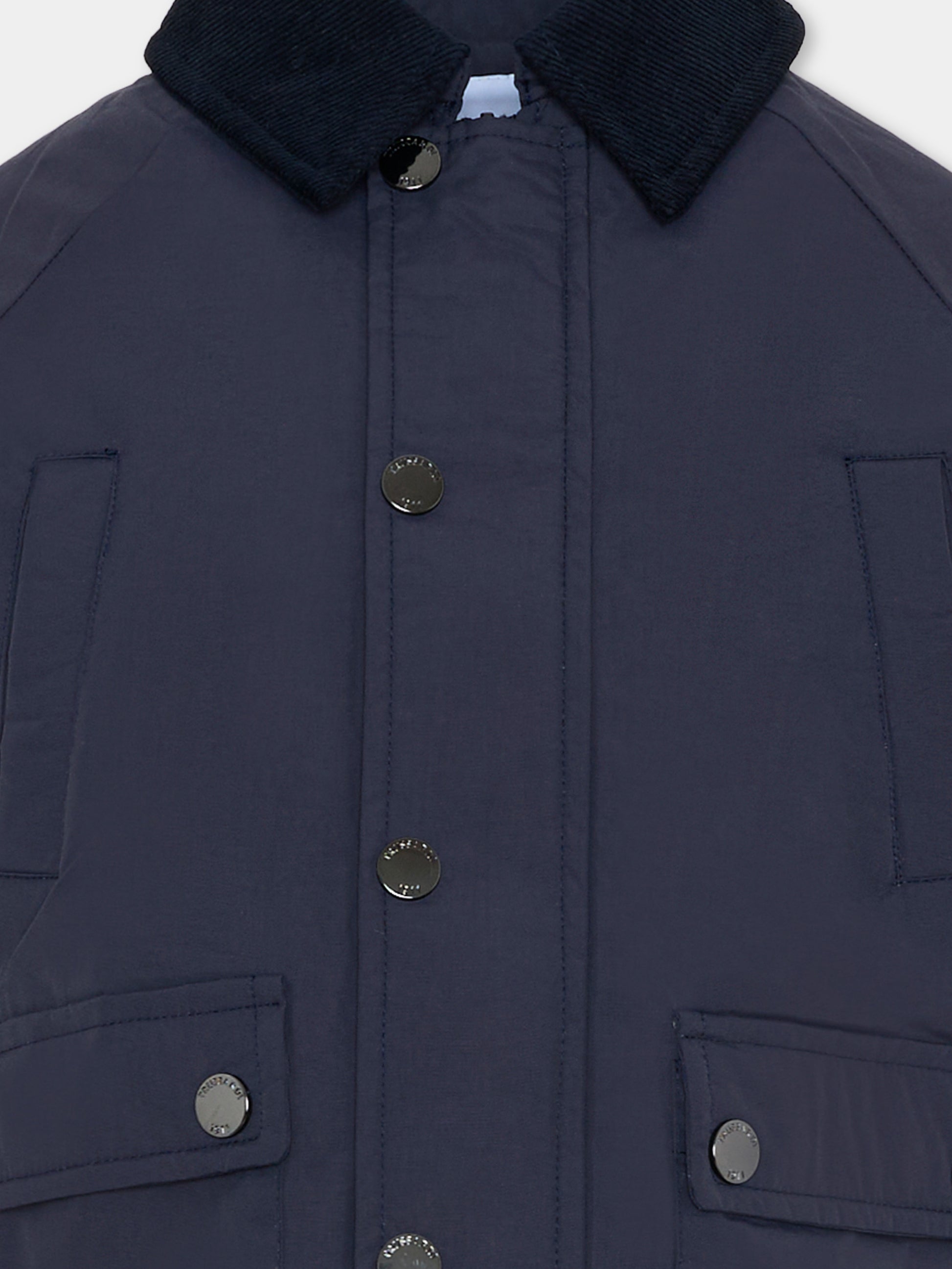 Giubbotto blu per bambino con logo,Trussardi Junior,TBA25092GB PEACOAT