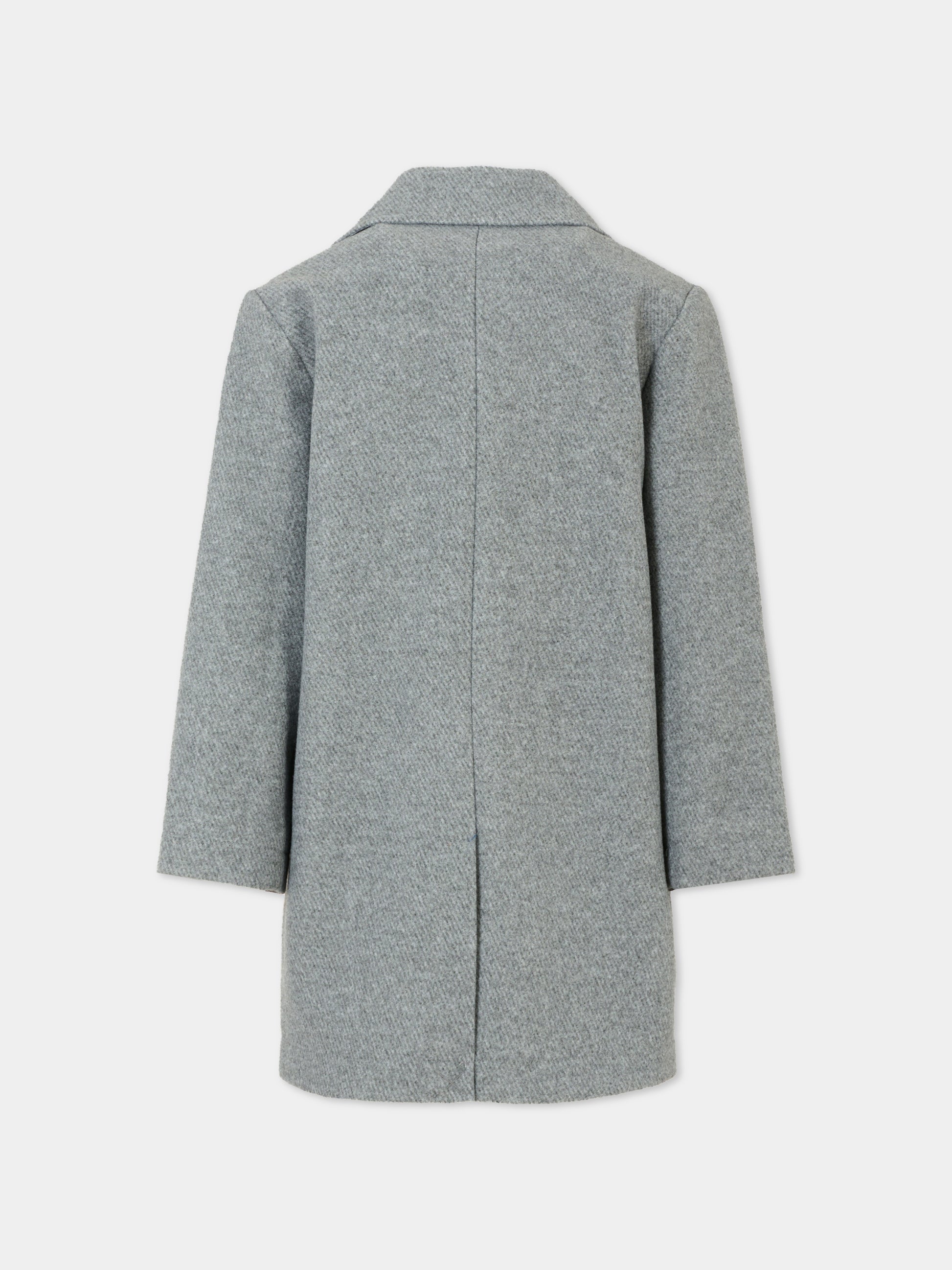 Cappotto grigio per bambino con logo ricamato,Trussardi Junior,TBA25123CP GUNMETAL