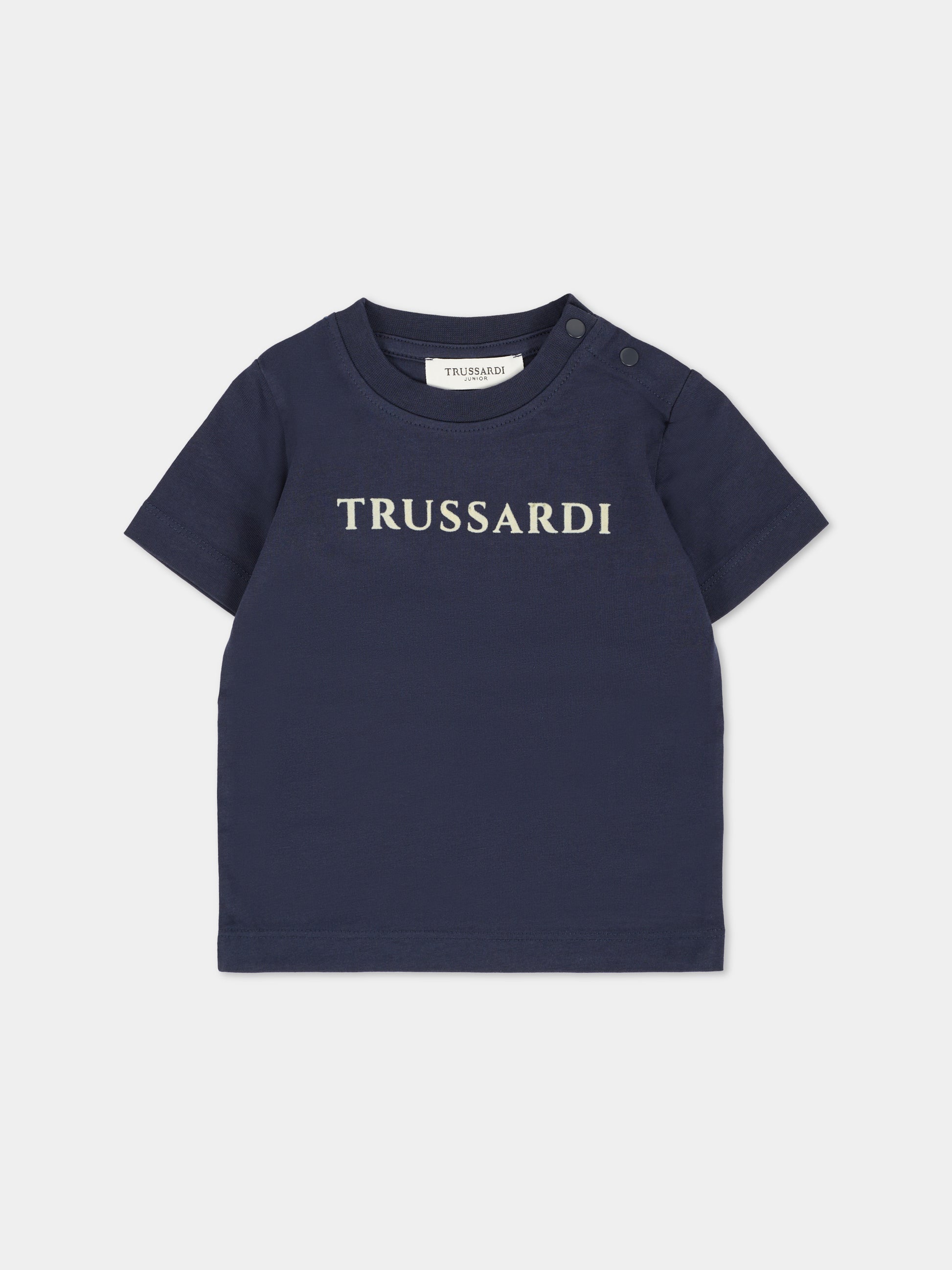 T-shirt blu per neonato con logo,Trussardi Junior,TIA25014TS PEACOAT
