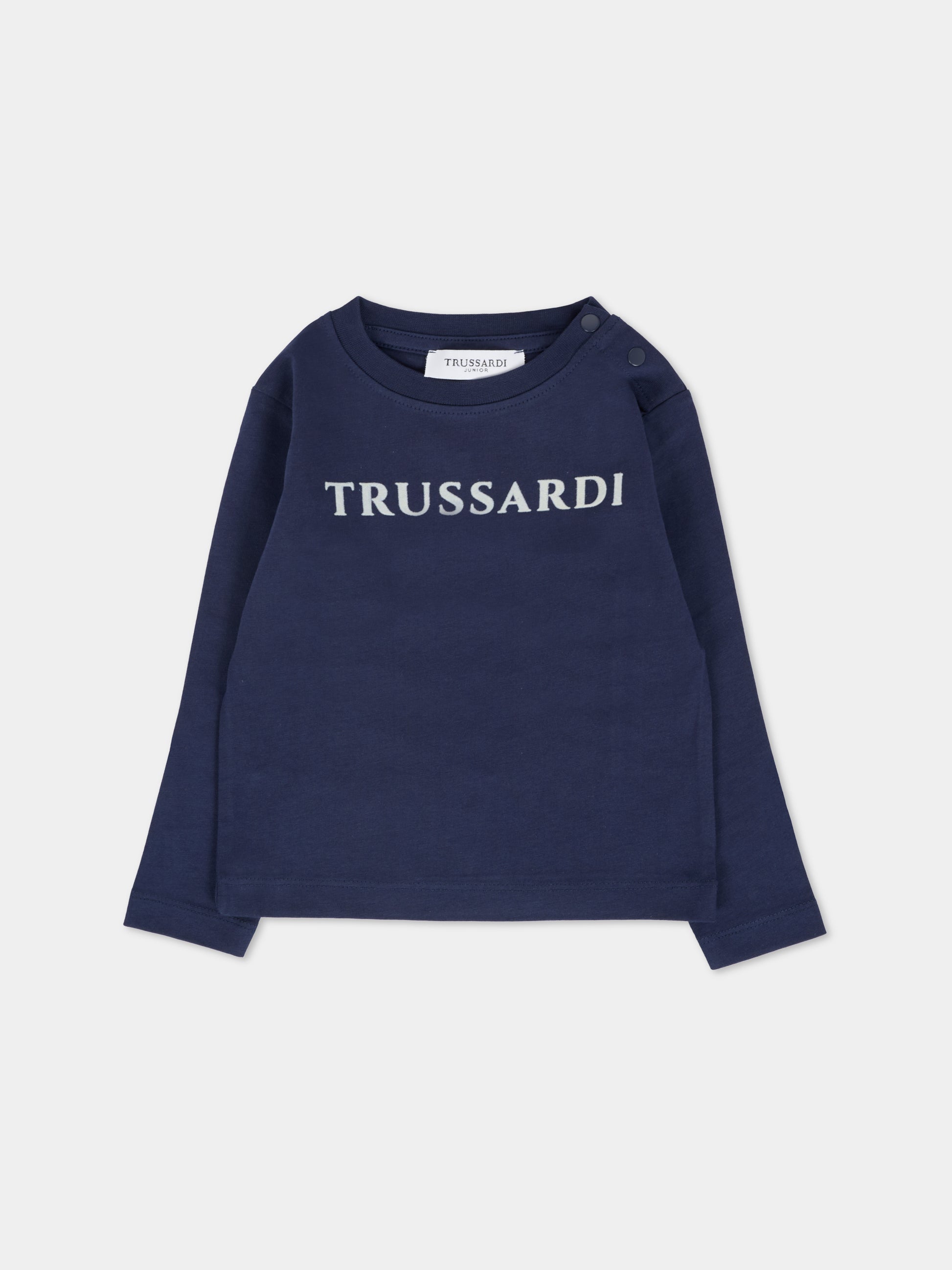 T-shirt blu per neonato con logo,Trussardi Junior,TIA25017TS PEACOAT