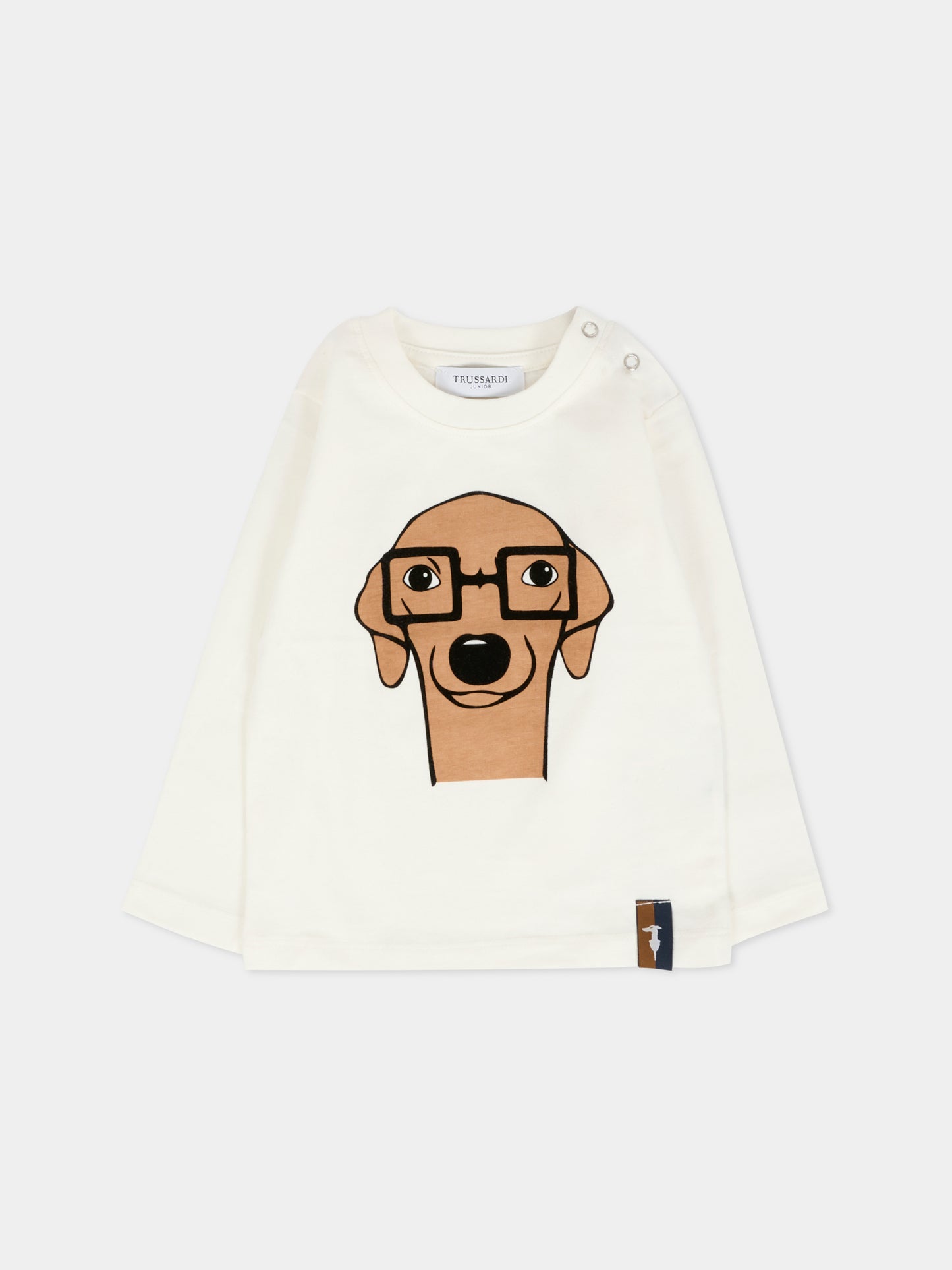 T-shirt avorio per neonato con cane,Trussardi Junior,TIA25073TS OFF-WHITE