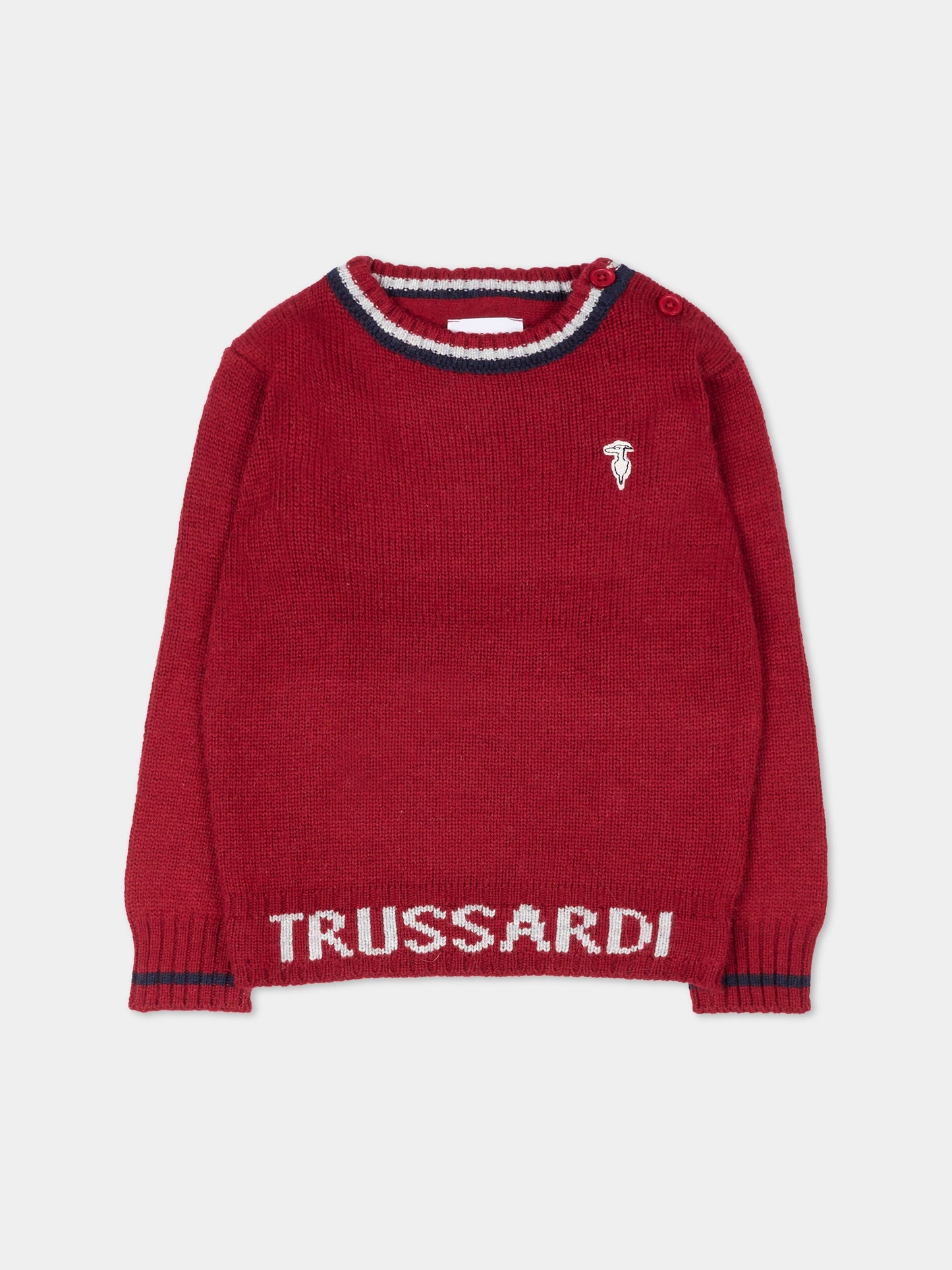 Maglione rosso per neonato con logo,Trussardi Junior,TIA25050MA EMBOLDENED
