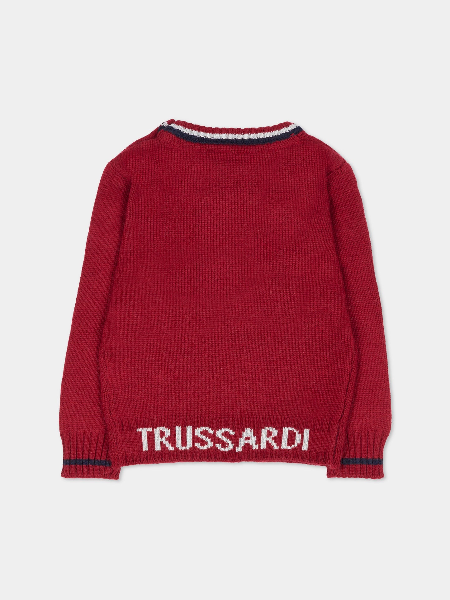 Maglione rosso per neonato con logo,Trussardi Junior,TIA25050MA EMBOLDENED