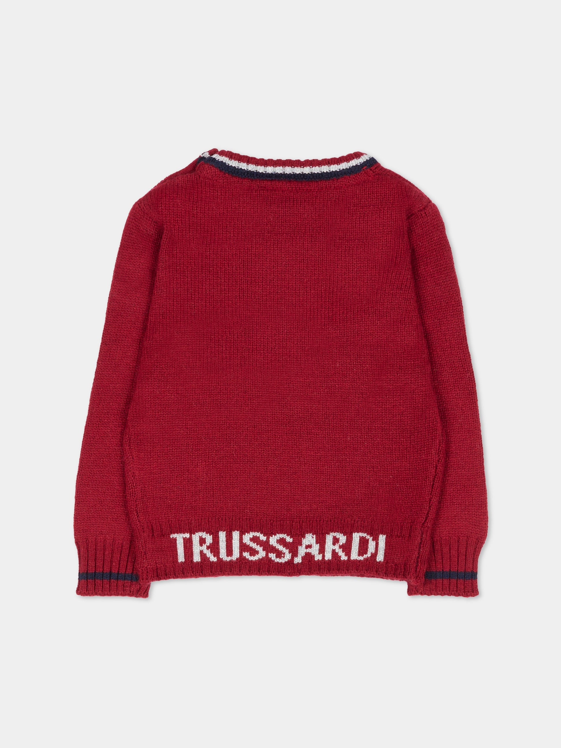 Maglione rosso per neonato con logo,Trussardi Junior,TIA25050MA EMBOLDENED