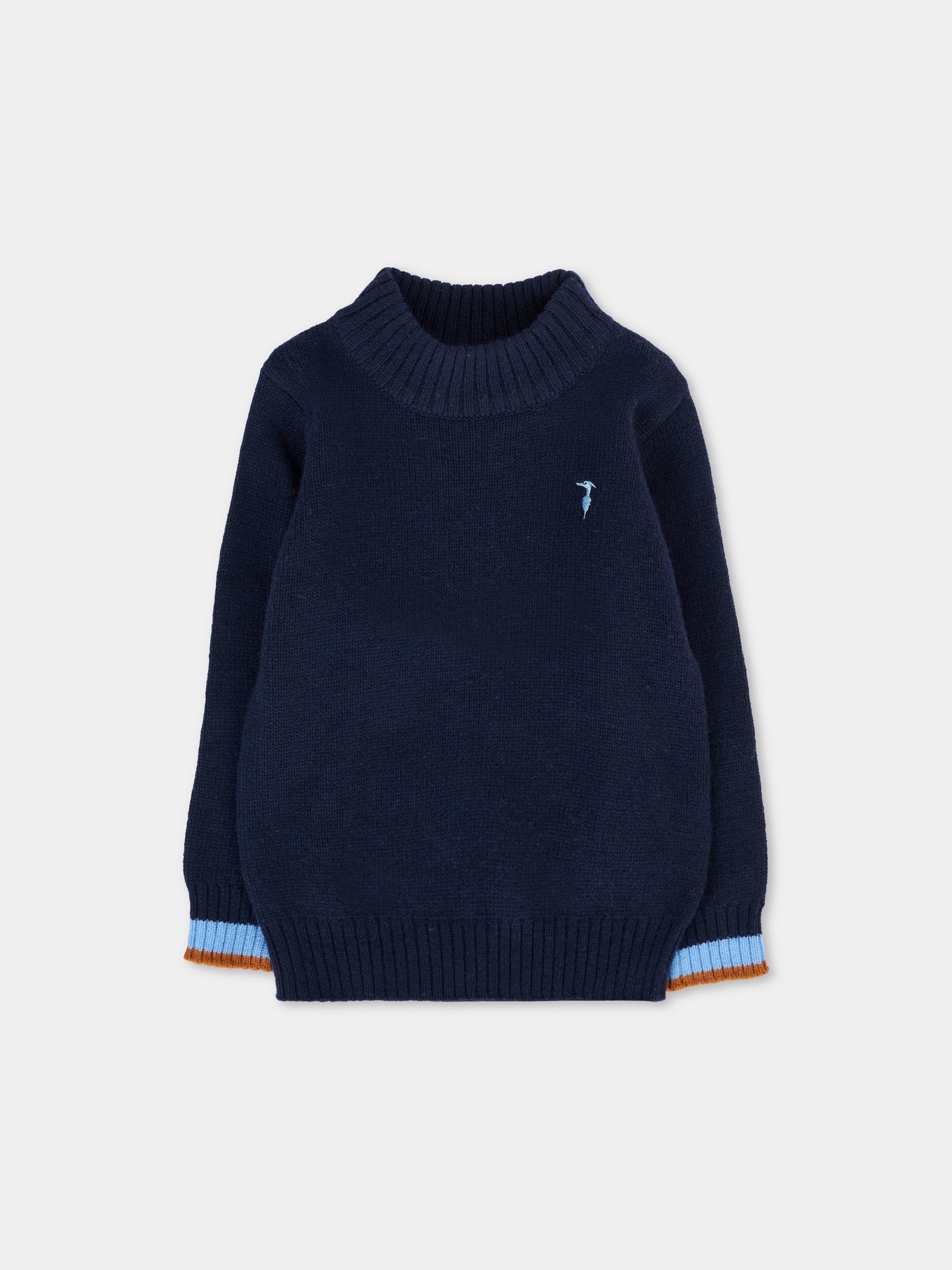 Dolcevita blu per neonato con logo celeste,Trussardi Junior,TIA25109MA PEACOAT