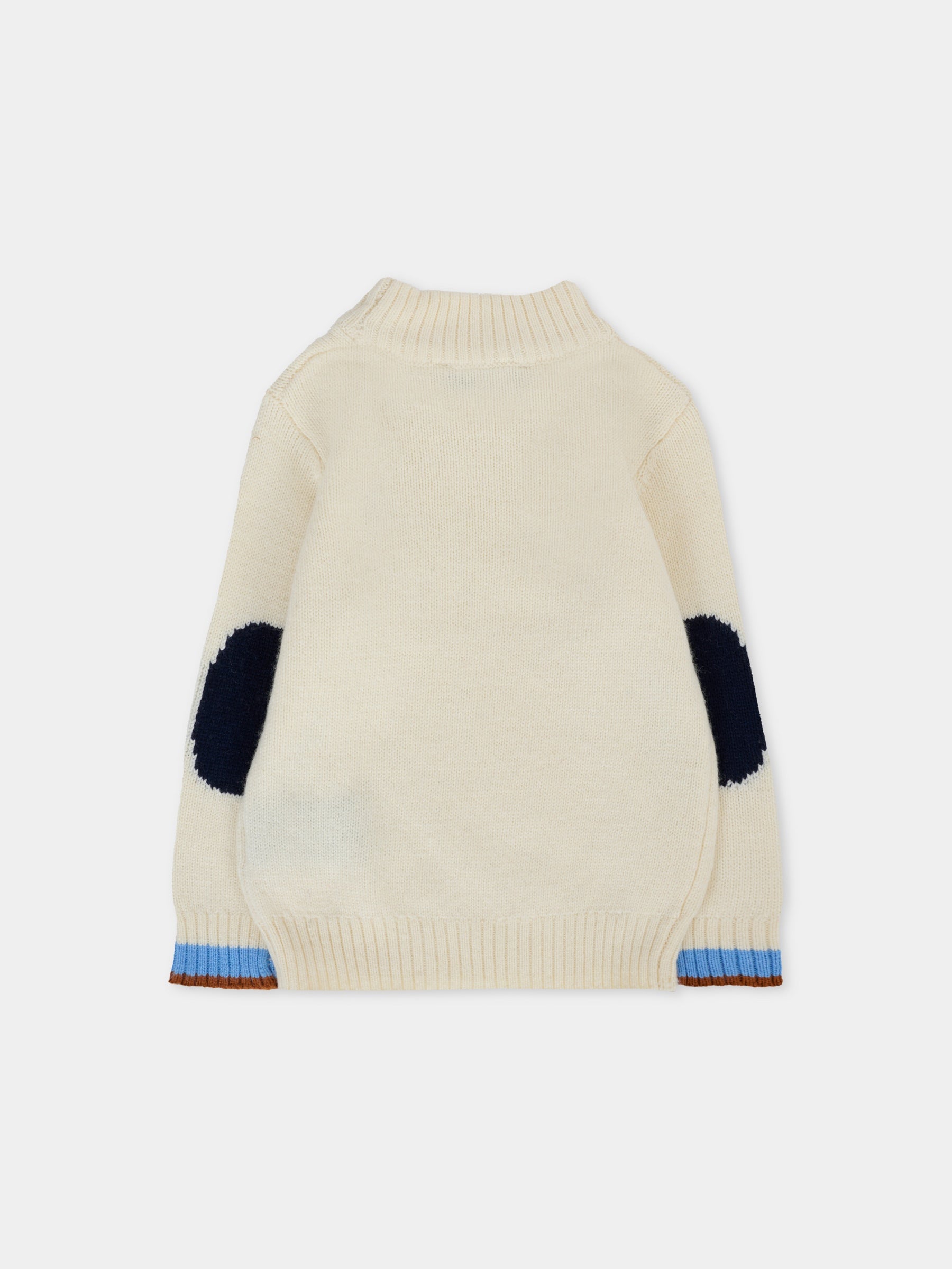 Dolcevita avorio per neonato con logo blu,Trussardi Junior,TIA25109MA NEW ECRU