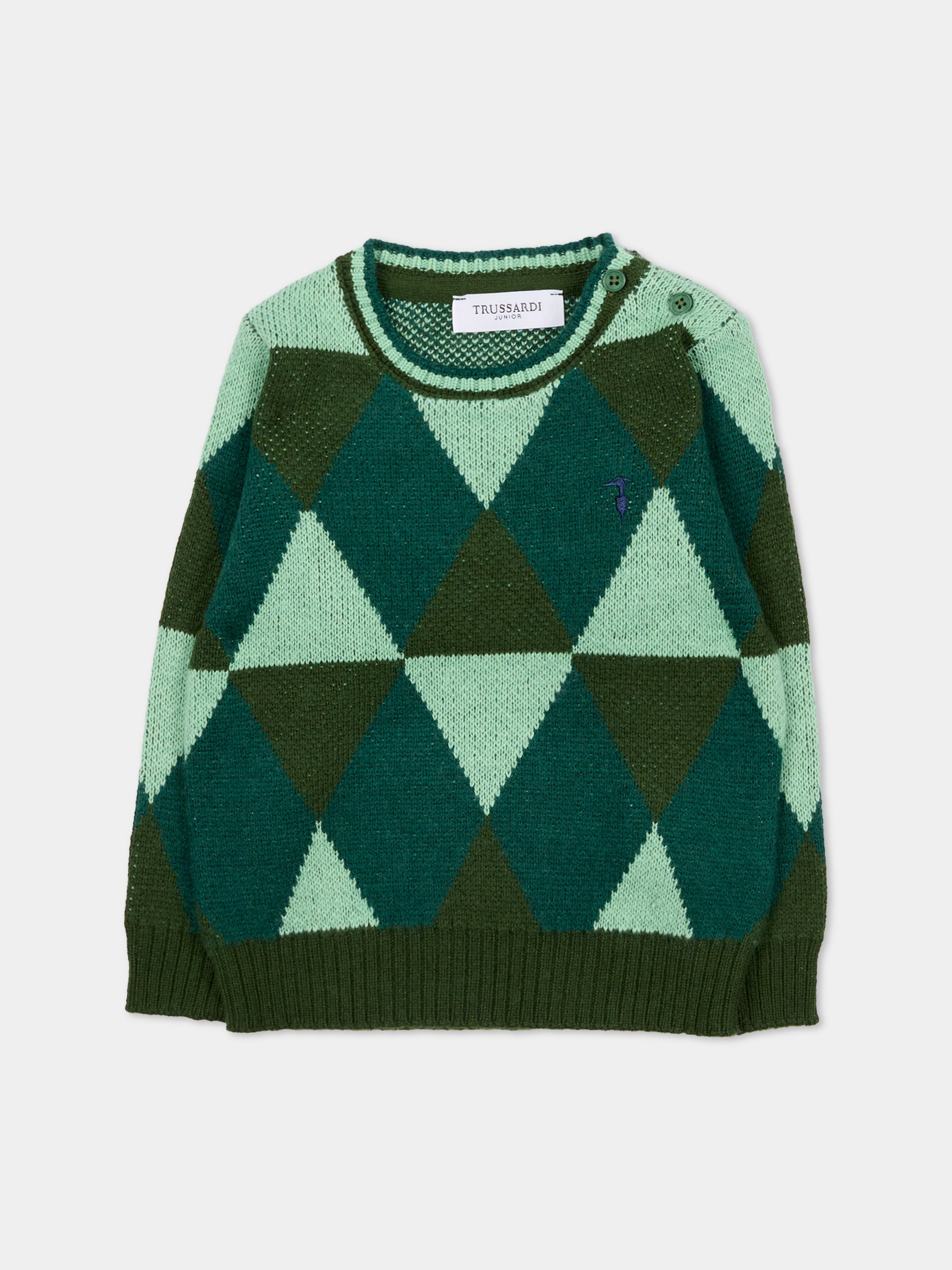 Maglione verde per neonato con logo,Trussardi Junior,TIA25120MA BASIL