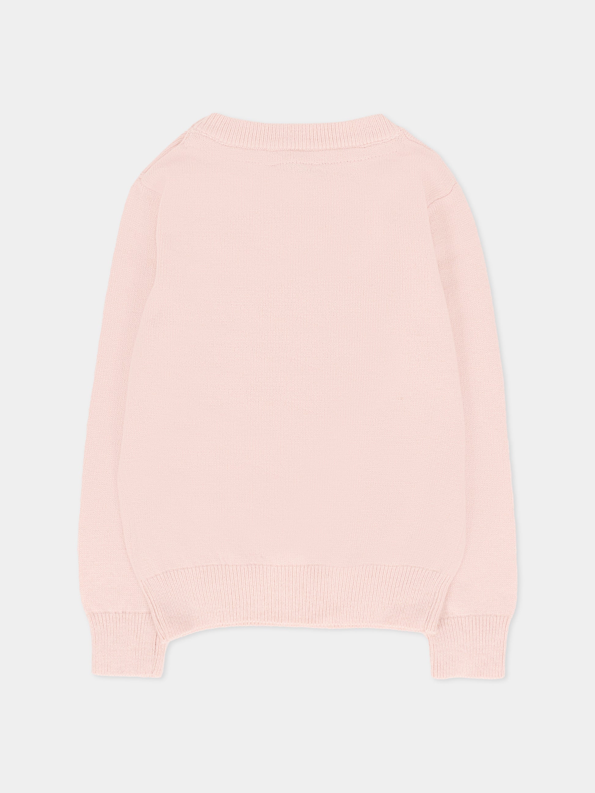 Maglione rosa per neonata con logo ricamato,Trussardi Junior,TIA25011MA ROSE SMOKE