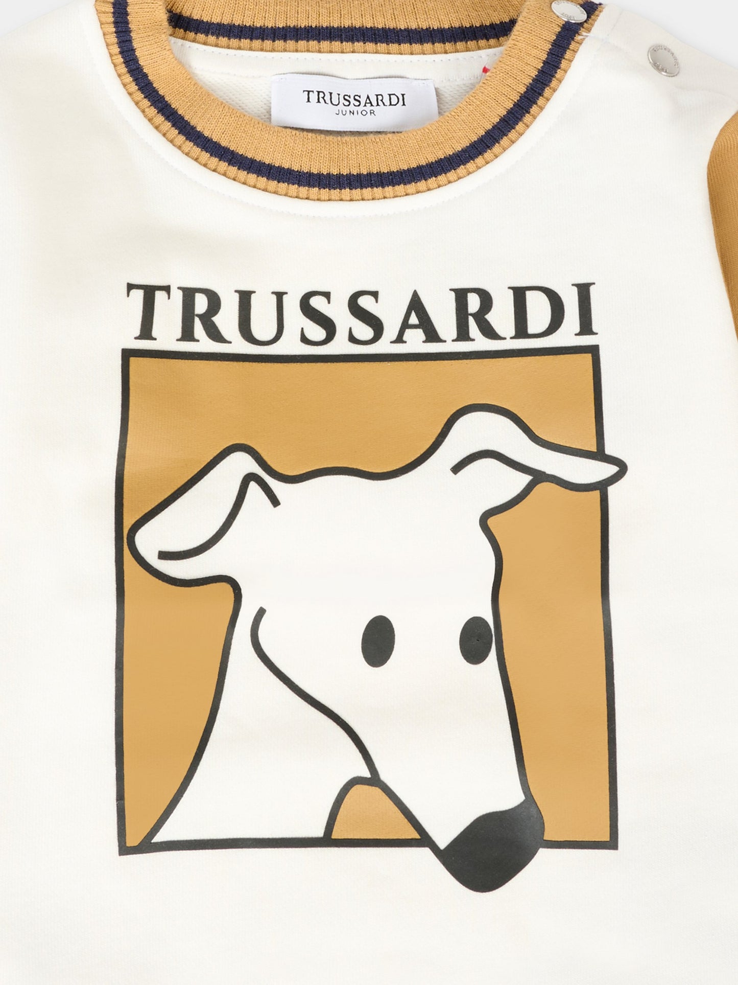 Felpa bianca per neonato con cane,Trussardi Junior,TIA25081FE OFF-WHITE