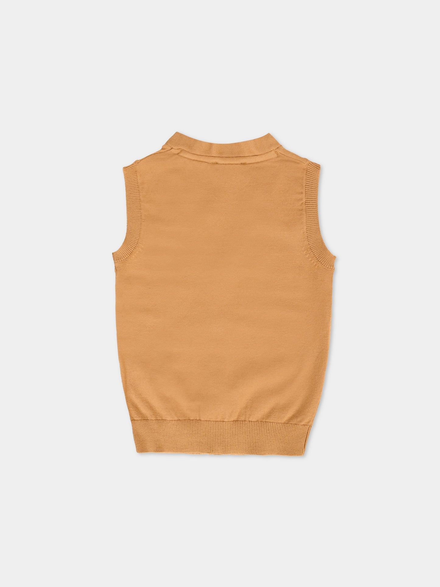 Gilet beige per neonato con logo blu,Trussardi Junior,TIA25027GL APPLE CINNAMON