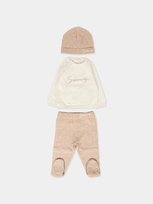 Completo nascita beige per neonati con logo,Givenchy Kids,H30872 117