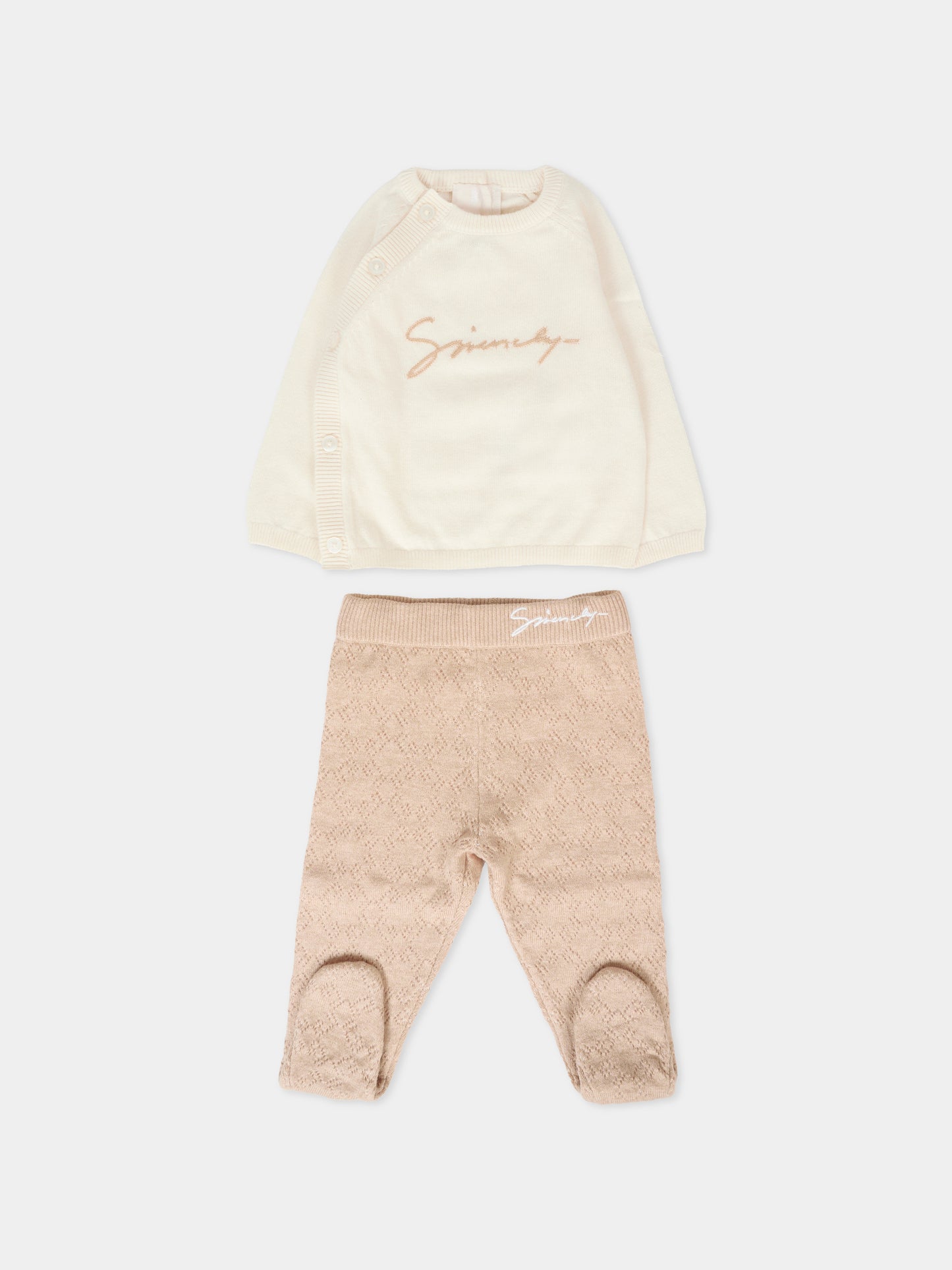 Completo nascita beige per neonati con logo,Givenchy Kids,H30872 117