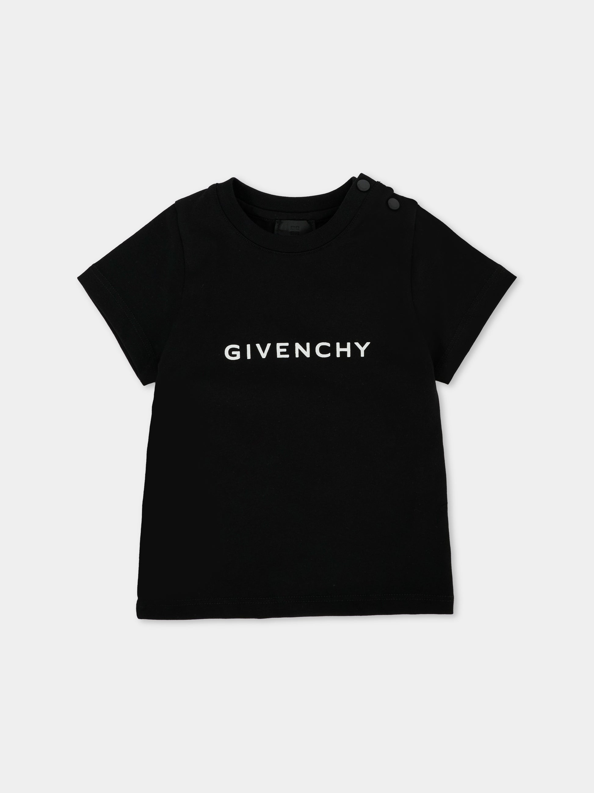 T-shirt nera per neonati con logo,Givenchy Kids,H30887 09B