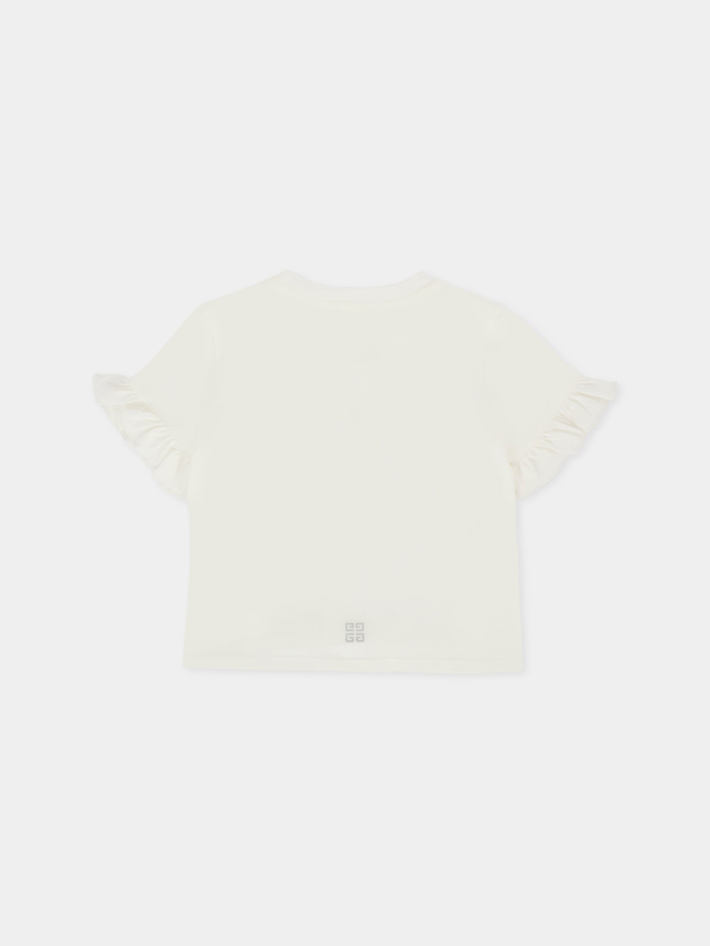 T-shirt avorio per neonata con logo,Givenchy Kids,H30903 117