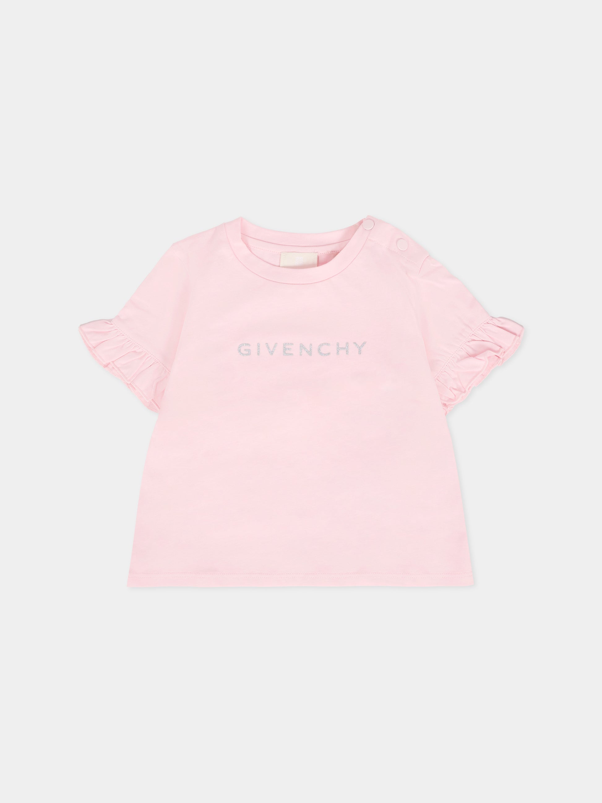 T-shirt rosa per neonata con logo,Givenchy Kids,H30903 44Z