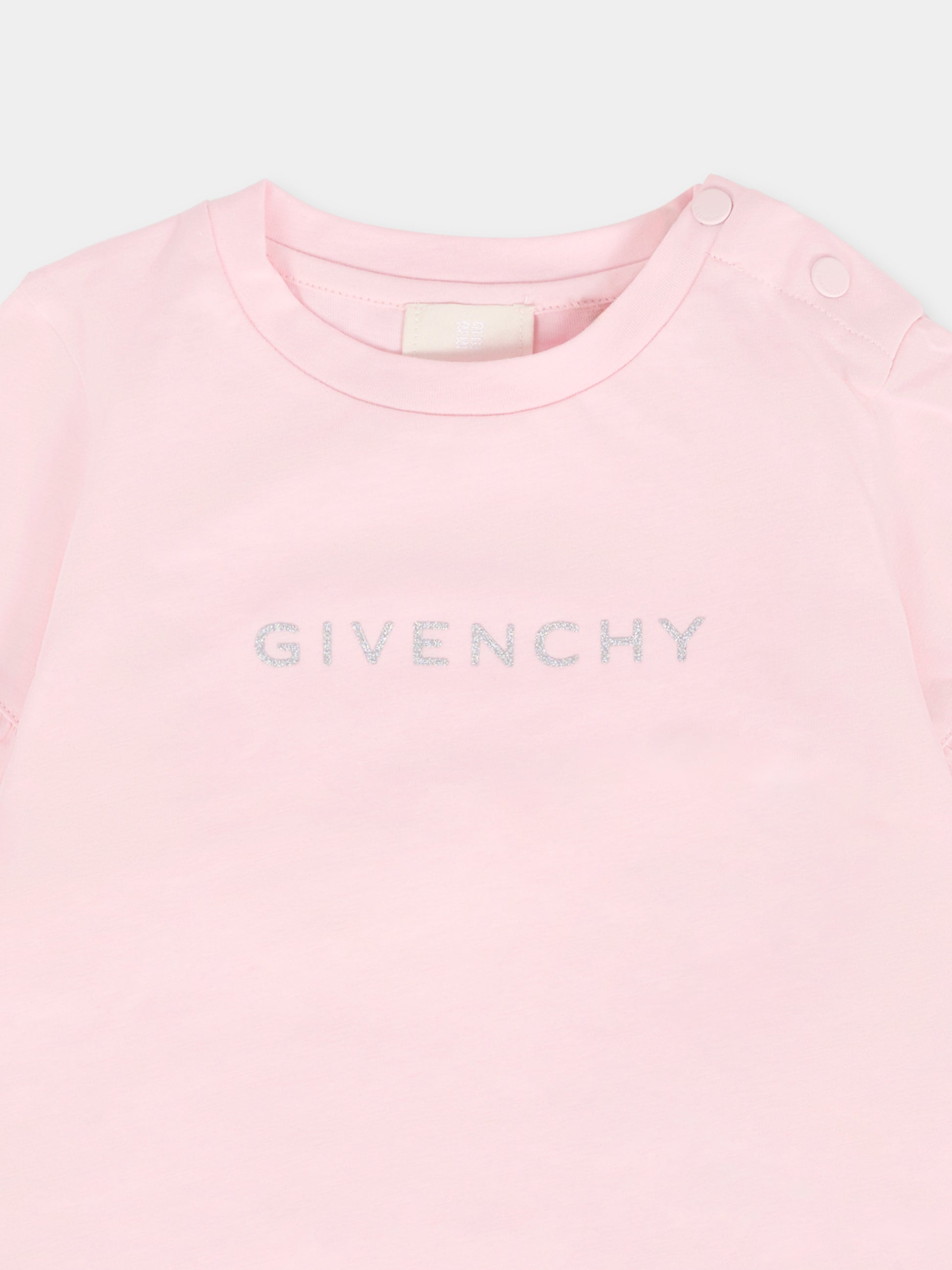 T-shirt rosa per neonata con logo,Givenchy Kids,H30903 44Z