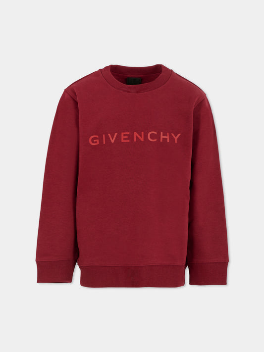 Felpa bordeaux per bambini con logo,Givenchy Kids,H30937 95C