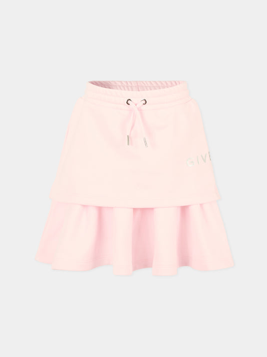 Gonna rosa per bambina con logo,Givenchy Kids,H30975 44Z