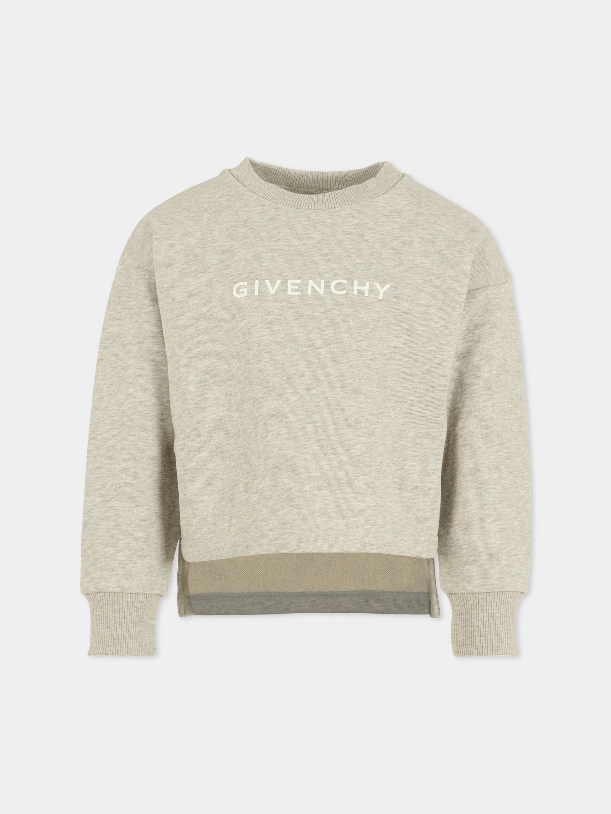 Felpa grigia per bambina con logo,Givenchy Kids,H30988 A01