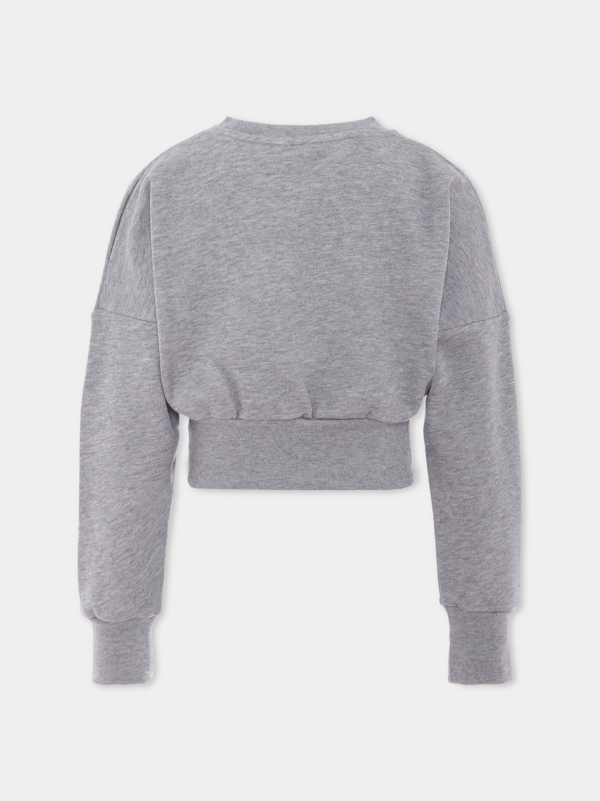 Felpa grigia con logo bordeaux per bambina,Versace,1020639 1A14889 6E780