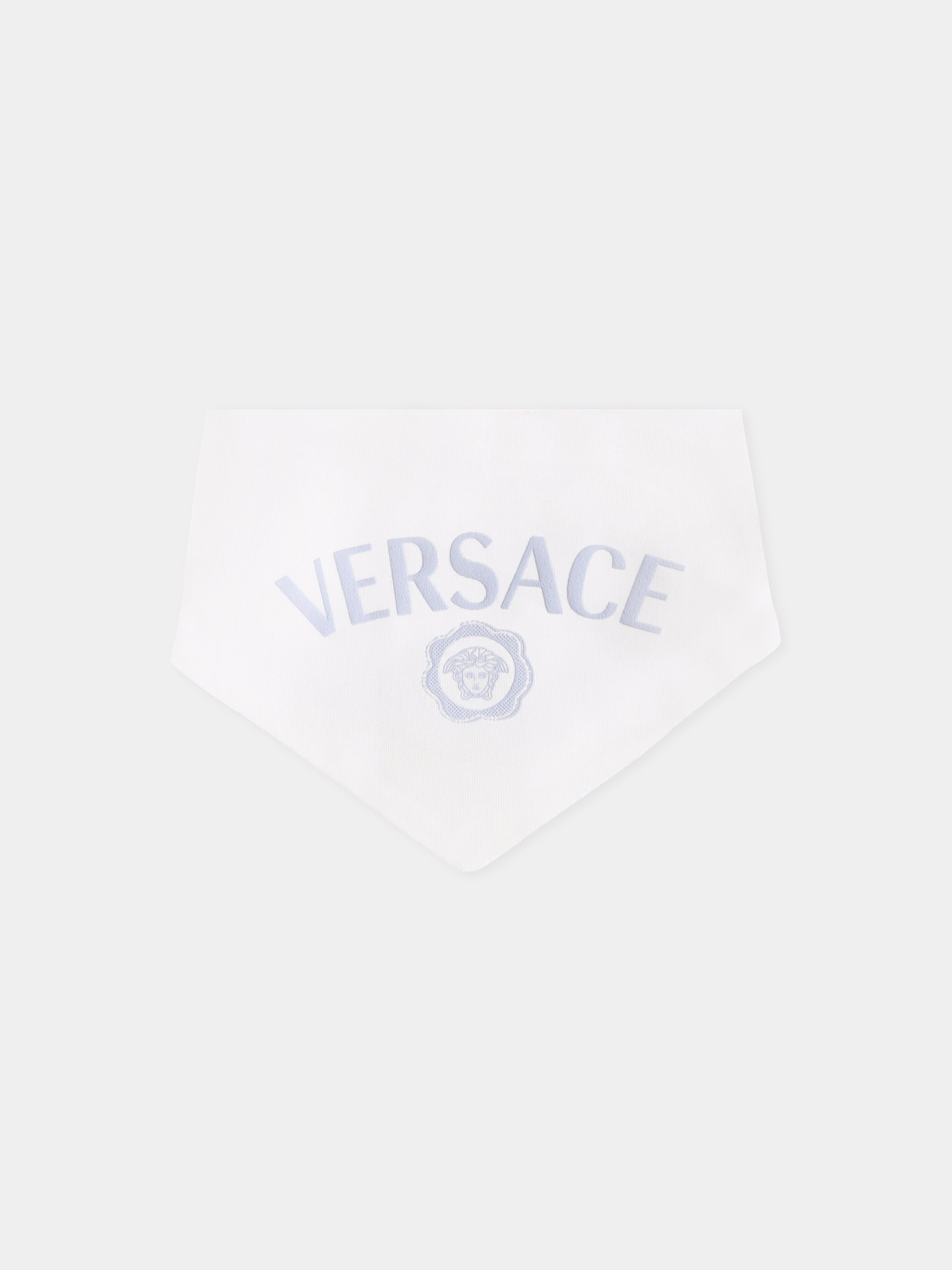 Set tutina avorio e celeste con Medusa per neonato,Versace,1020944 1A15224 2VH80