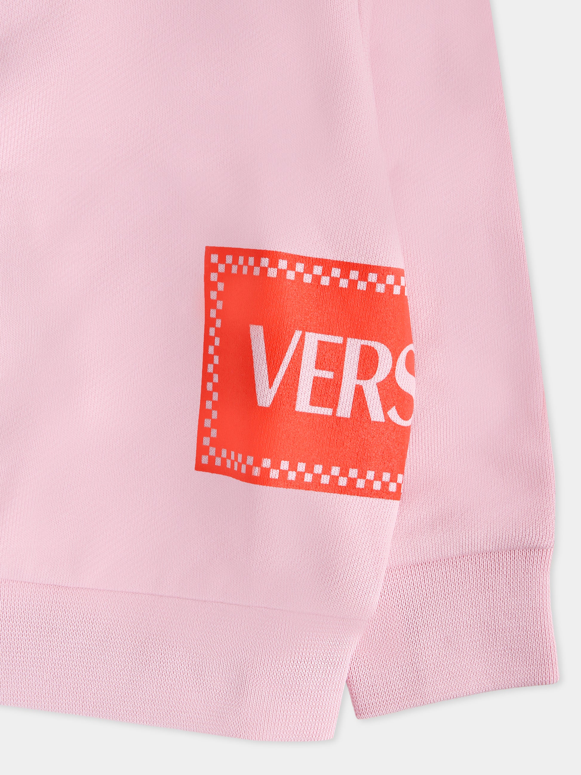 Felpa rosa con '90s vintage logo per neonata,Versace,1018577 1A13182 2PZ60