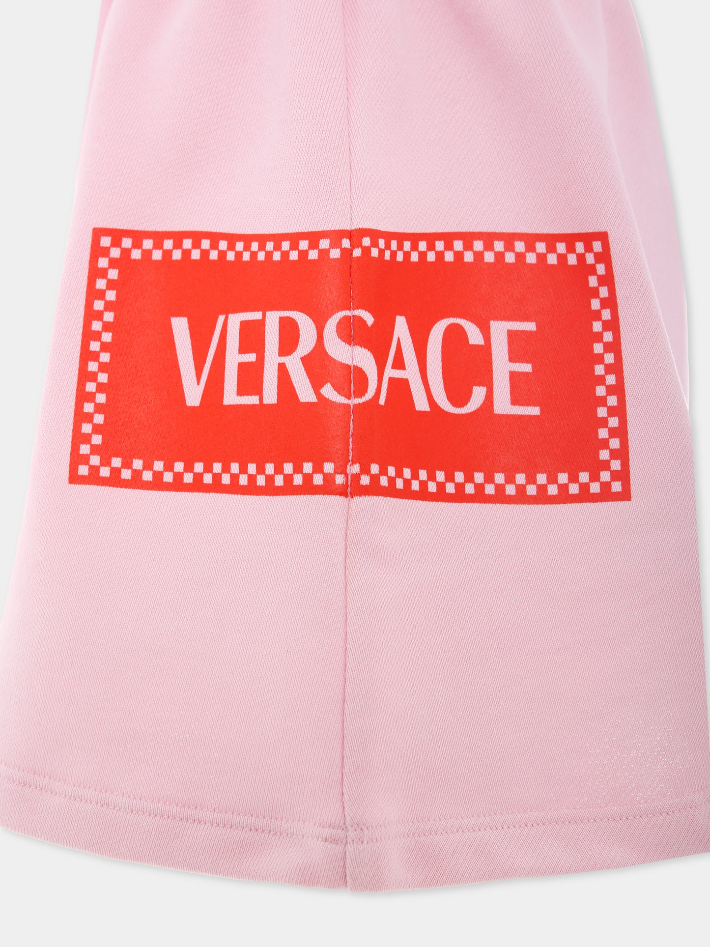 Vestito rosa con '90s vintage logo per bambina,Versace,1021033 1A13182 2PZ60