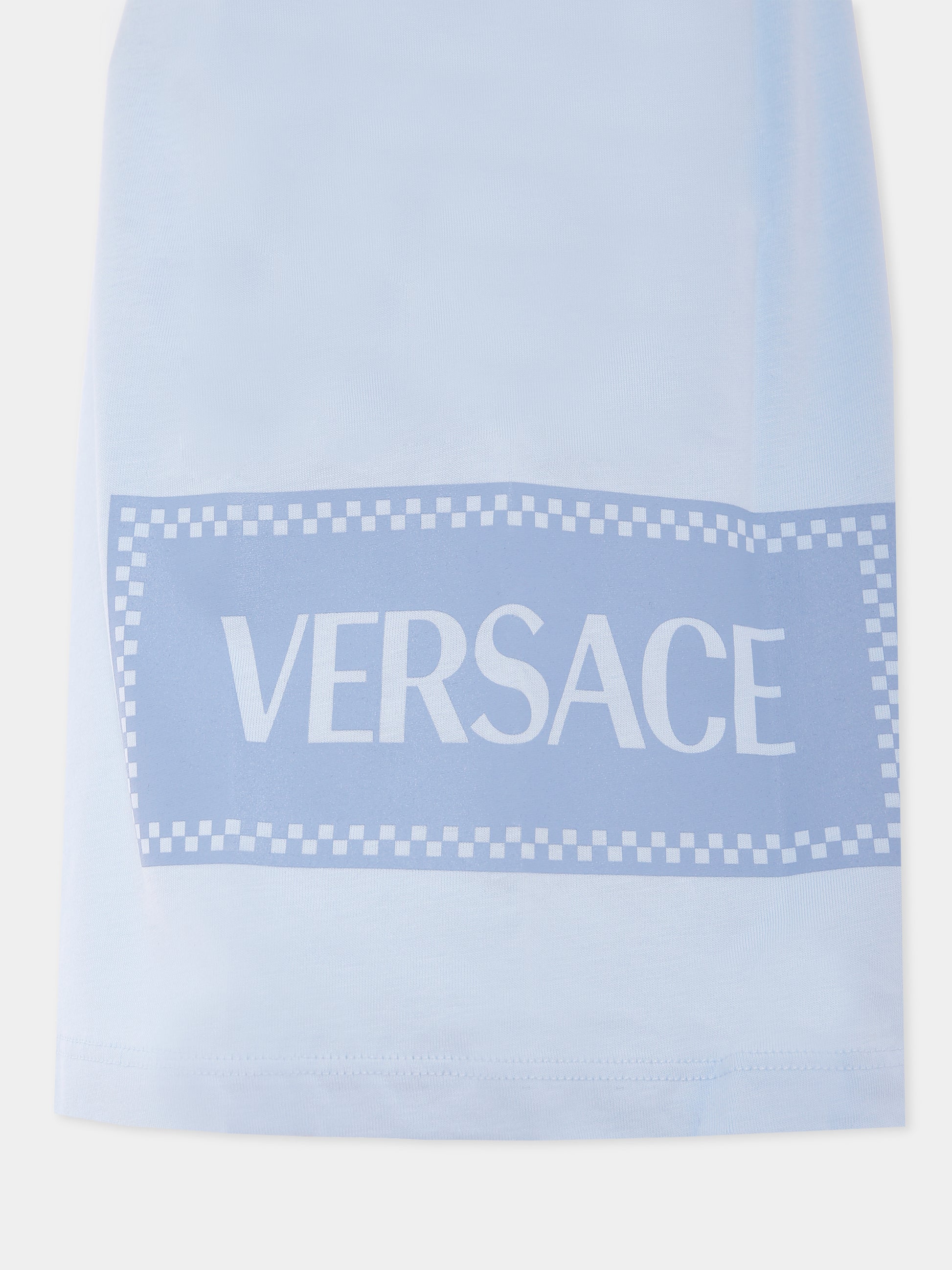 T-shirt celeste con '90s vintage logo per neonato,Versace,1018342 1A15441 2VK90