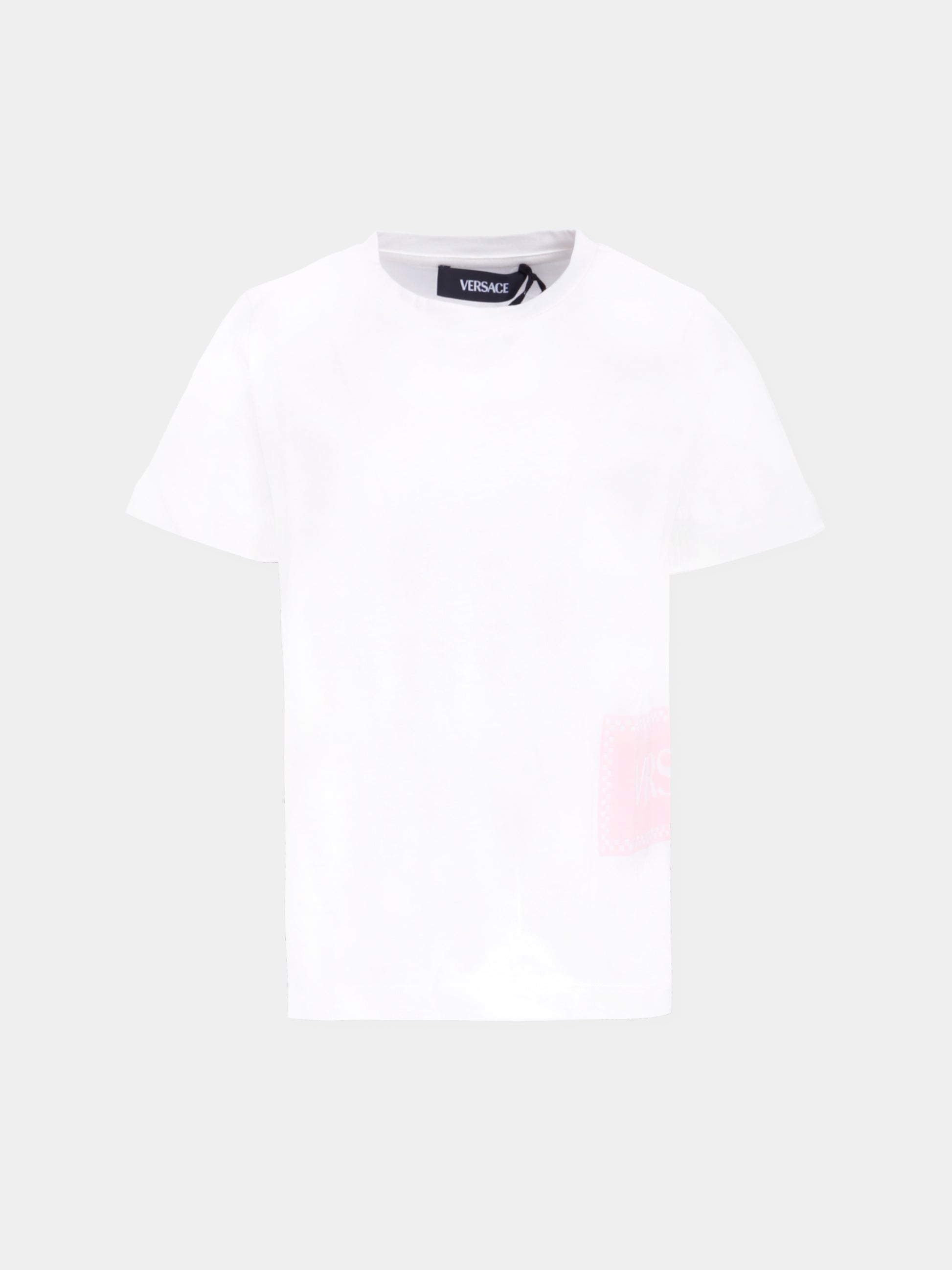 T-shirt bianca con '90s vintage logo per bambina,Versace,1018570 1A15441 2WL90
