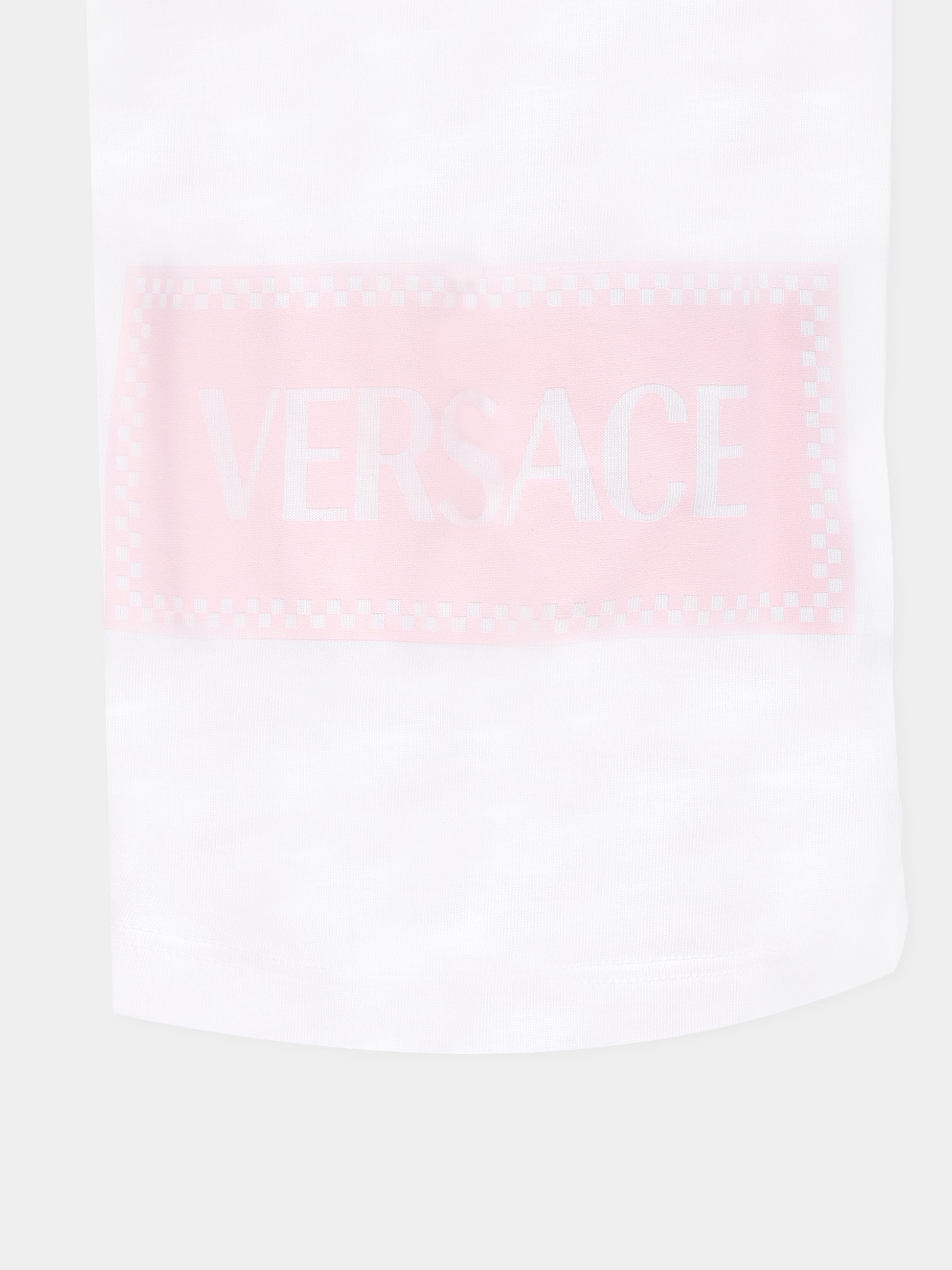 T-shirt bianca con '90s vintage logo per bambina,Versace,1018570 1A15441 2WL90
