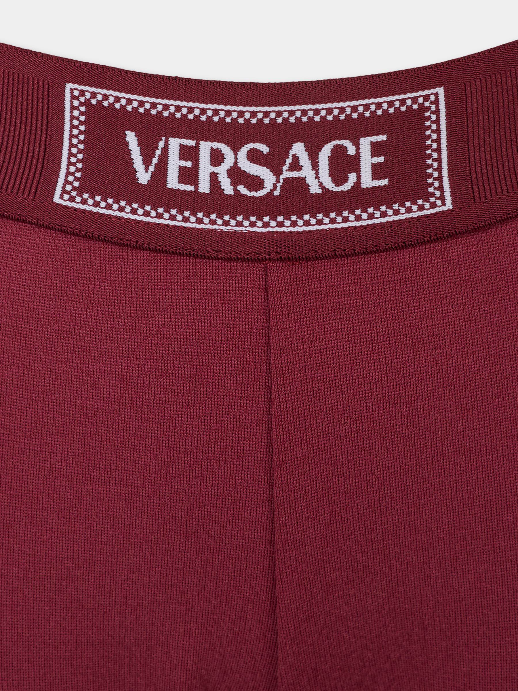 Leggings bordeaux per bambina con '90 Vintage Logo,Versace,1018201 1A00146 1RA70