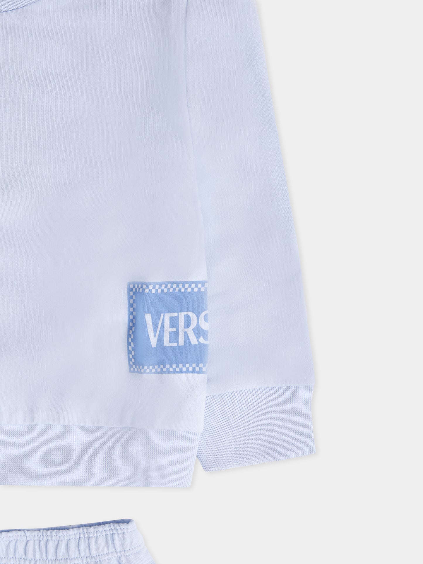 Completo sportivo celeste con '90s vintage logo per neonato,Versace,1017967 1A15248 2VL80