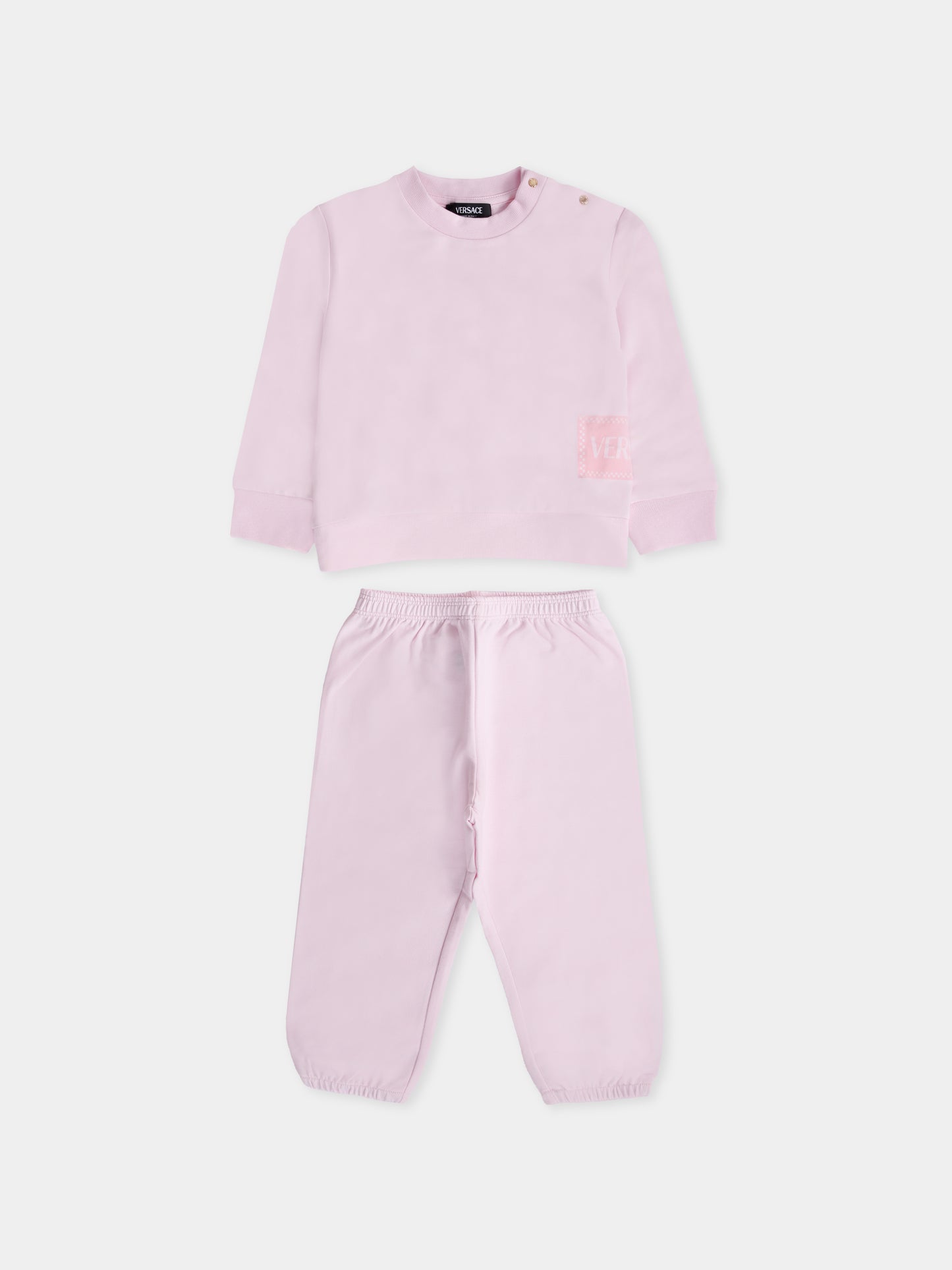 Completo sportivo rosa con '90s vintage logo per neonata,Versace,1017967 1A15248 2P3A0