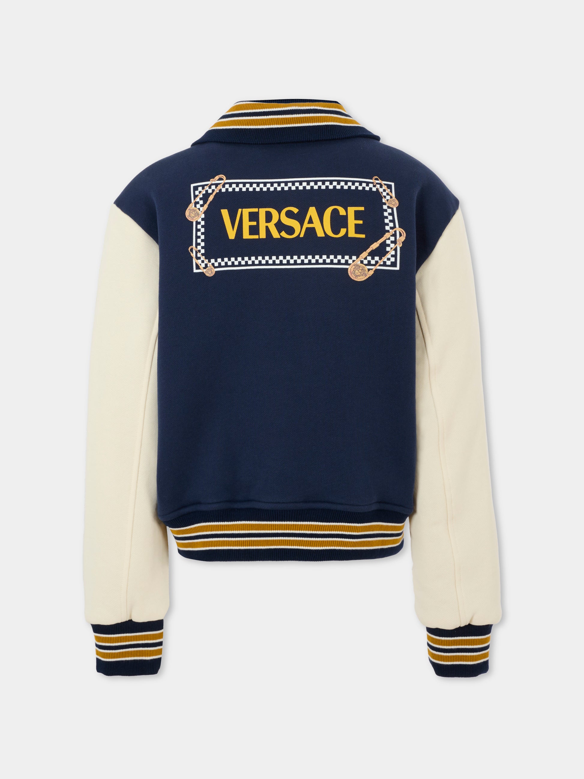 Bomber blu per bambini con '90 Vintage Logo,Versace,1019991 1A14908 6UD30