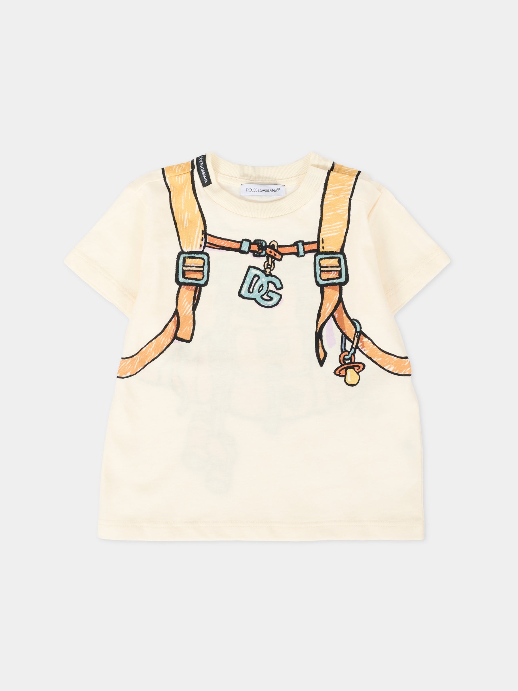 T-shirt avorio per neonato con stampa esploratore,Dolce & Gabbana Kids,L1JTEY II7IP HH5RX