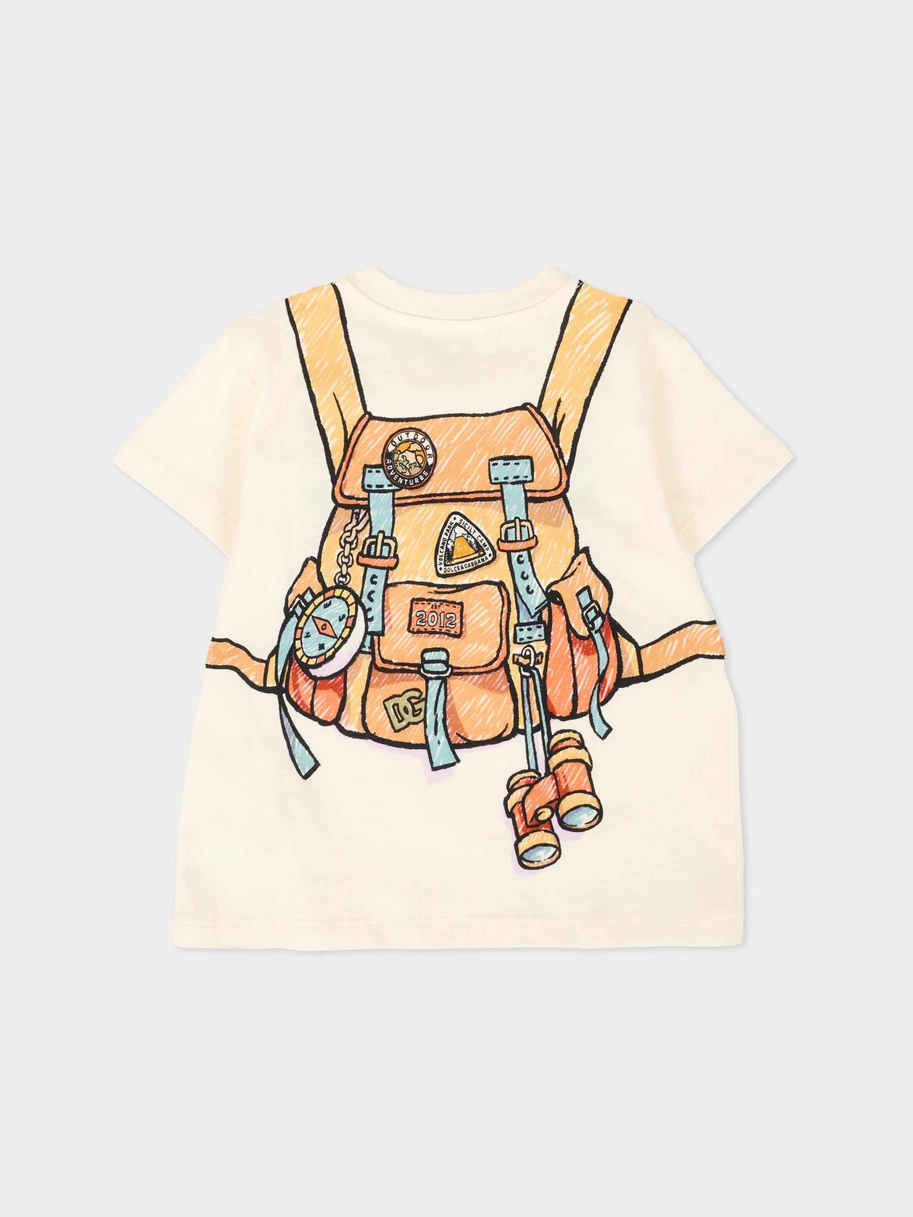 T-shirt avorio per neonato con stampa esploratore,Dolce & Gabbana Kids,L1JTEY II7IP HH5RX