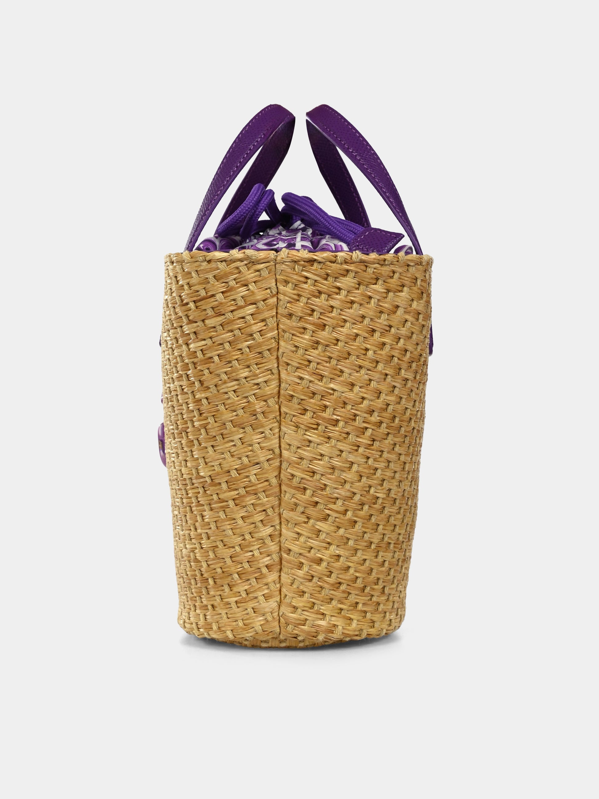 Borsa beige per bambina con stampa maioliche,Dolce & Gabbana Kids,EB0249 AW590 I03TN